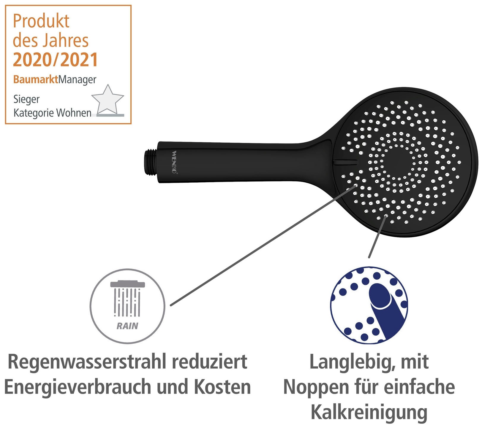 WENKO Duschsystem »Watersaving«, einfacher Anschluss an bestehende Armatur oder Wandanschlussbogen