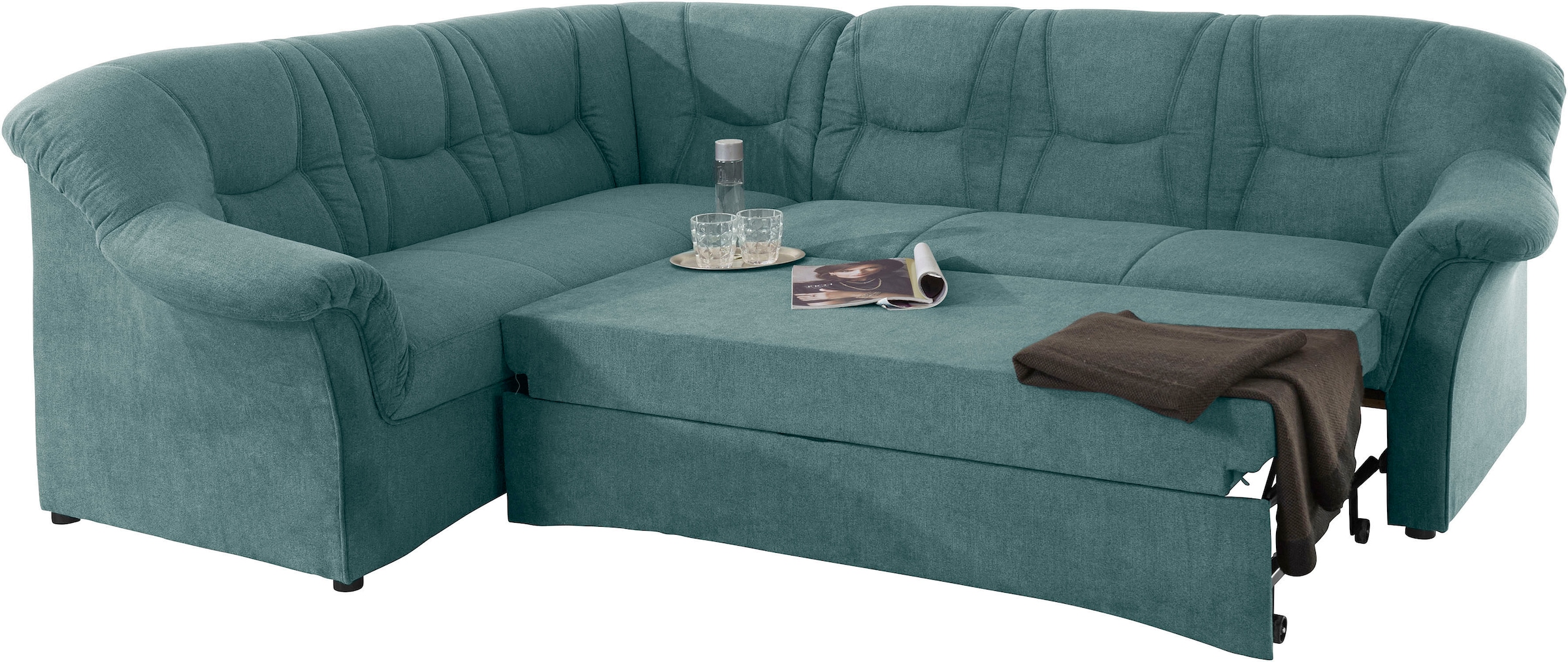 DOMO collection Ecksofa »Sarafina zeitlos und komfortabel, optional mit Federkern, L-Form«, wahlweise mit Bettfunktion
