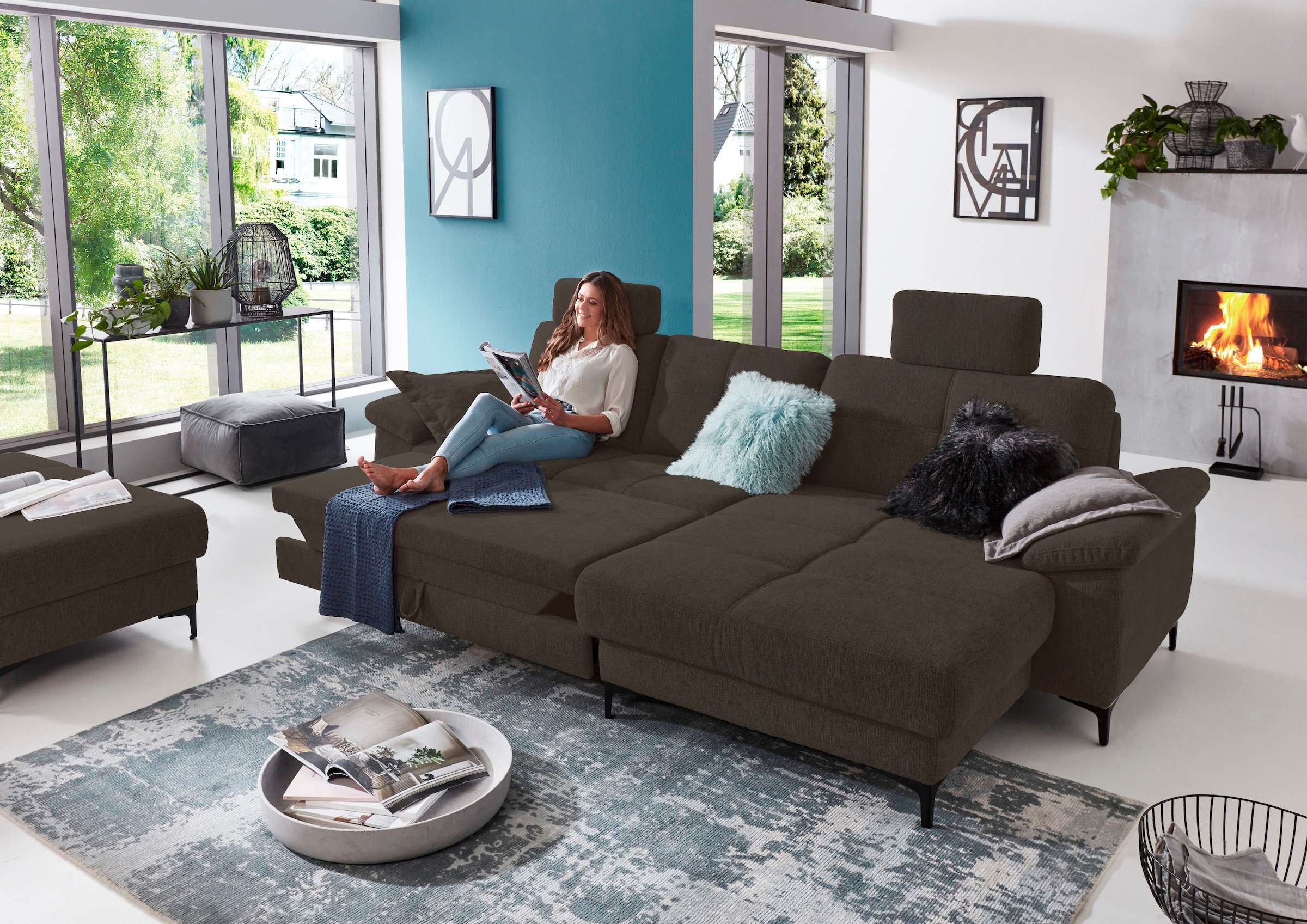 3C Carina Ecksofa »Burnaby bequem und modern, OTTOs Choice, L-Form«, 2 Kopfstützen, optional mit Schlaf- und motorischer Relaxfunktion