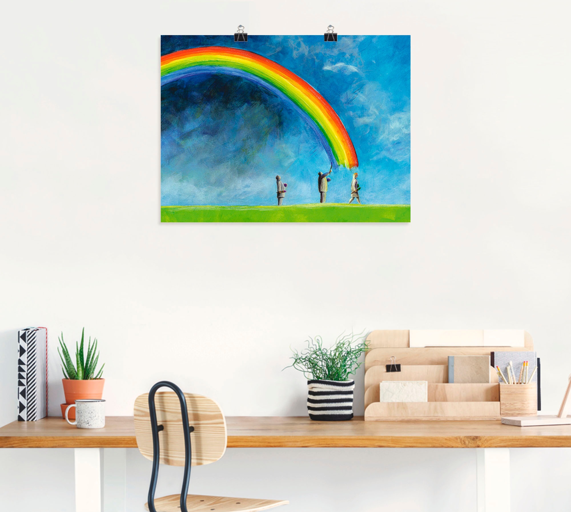 Artland Poster "Regenbogen malen" Gruppen & Familien 1 Stk. tlg. als Leinwa günstig online kaufen