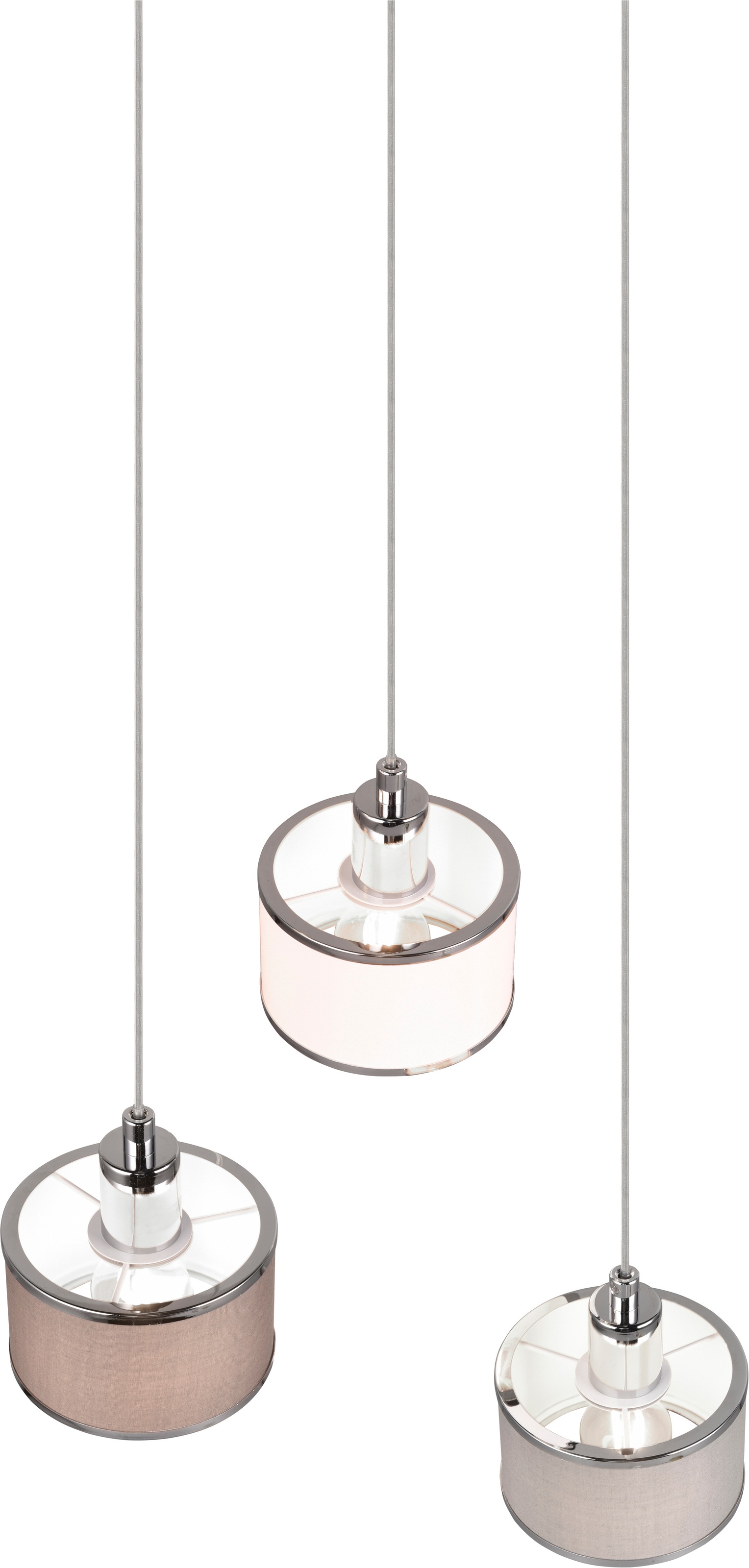 TRIO Leuchten Pendelleuchte »KAPRUN, Hängelampe mit Stoffschirmen, exkl E14, max 28W« E14 1 Stk. warmweiß - kaltweiß Höhe einstellbar bis max 150 cm, Stoffschirme + Metall