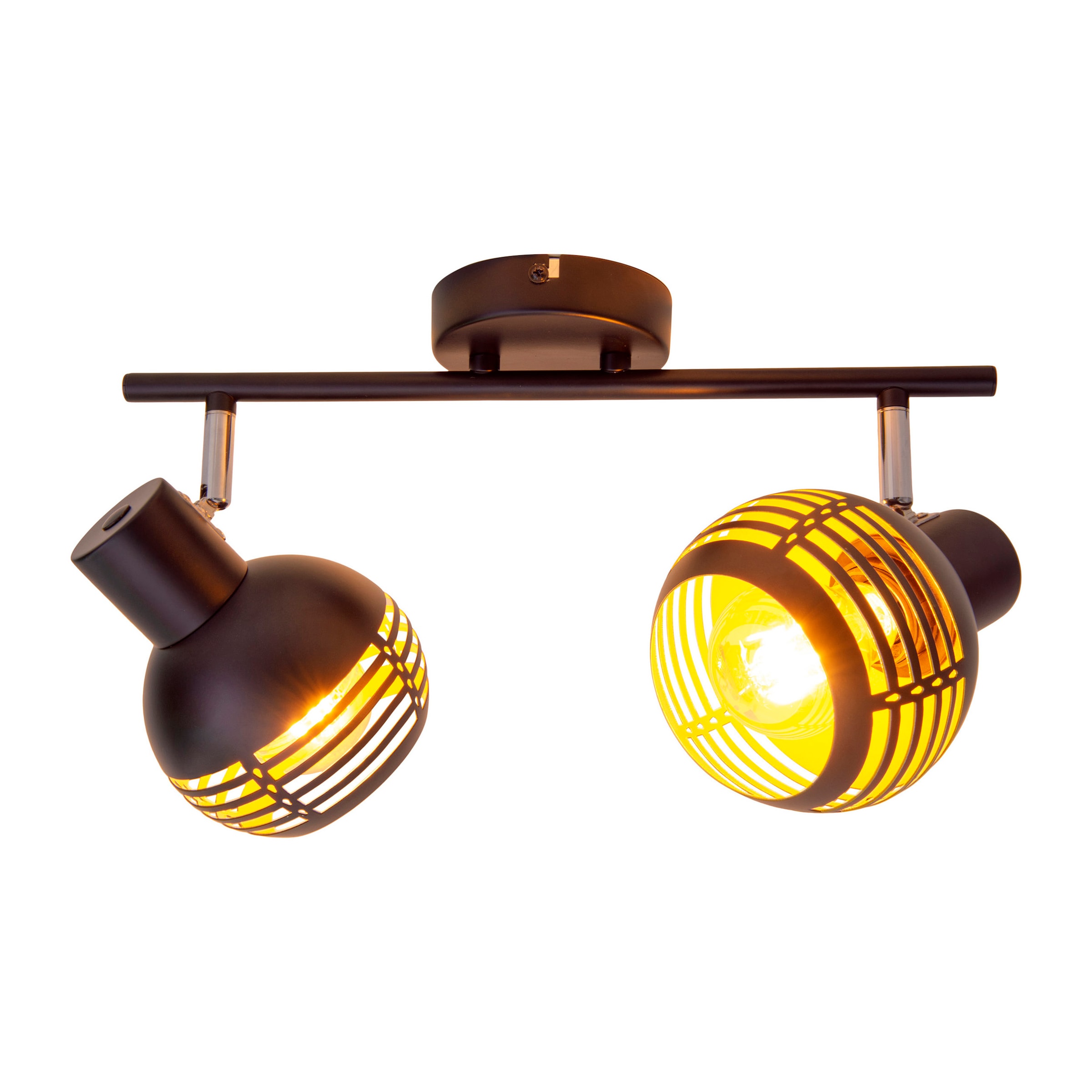 näve Deckenspots »Casco« E27 1 Stk. 2er Wand-/Deckenleuchte, schwarz, innen golden, exkl. 2x E27, L: 36cm