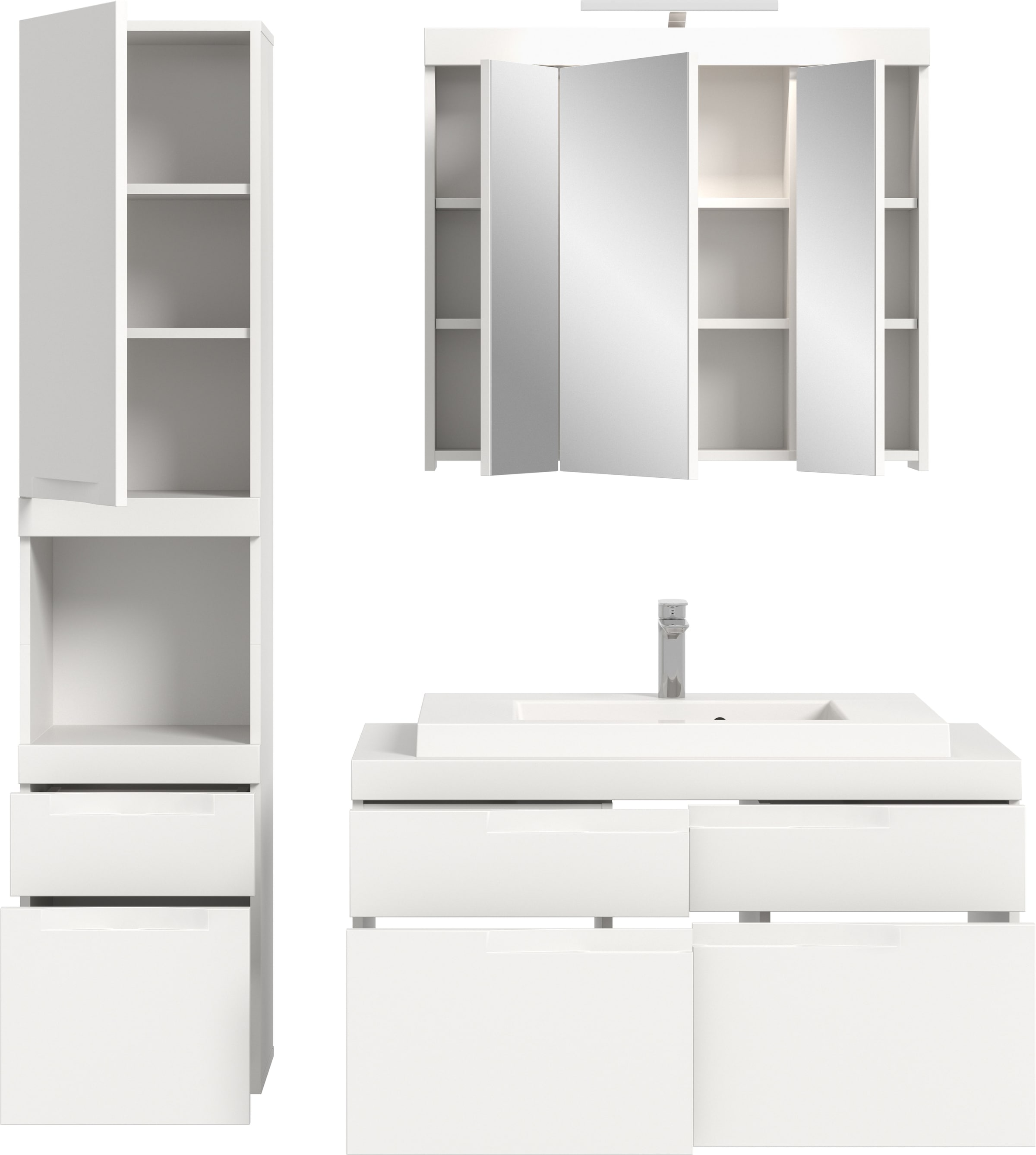 OTTO home Badmöbel-Set »MAOI, 3-tlg. Badkombi, hochwertige MDF Front, optional mit Beleuchtung«