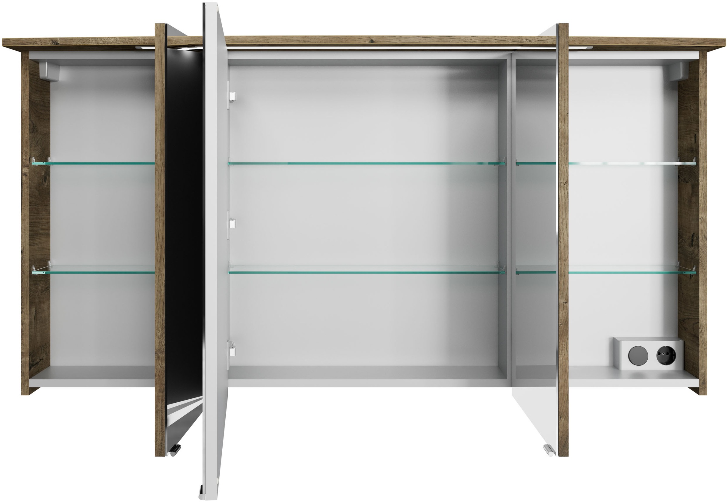 Saphir Badmöbel-Set »Serie 4010 2-teilig Keramik-Waschtisch mit LED-Spiegelschrank«, (Set), Badezimmer Set 144 cm breit, inkl. Türdämpfer, 5 Türen, 2 Schubladen