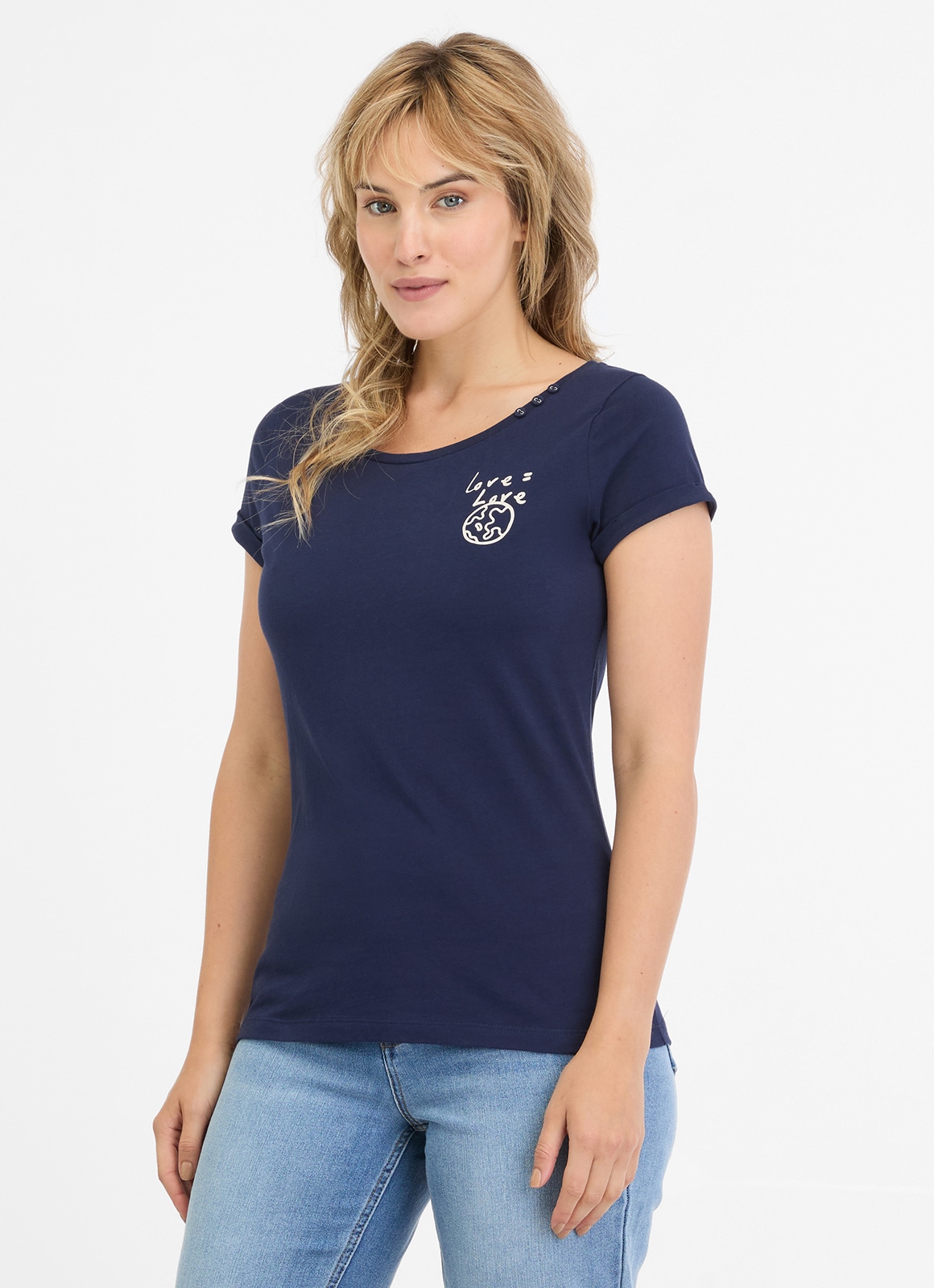 Ragwear T-Shirt "FLLORAH PP GOTS", mit süßem Knopfdetail und kleinem Brustm günstig online kaufen