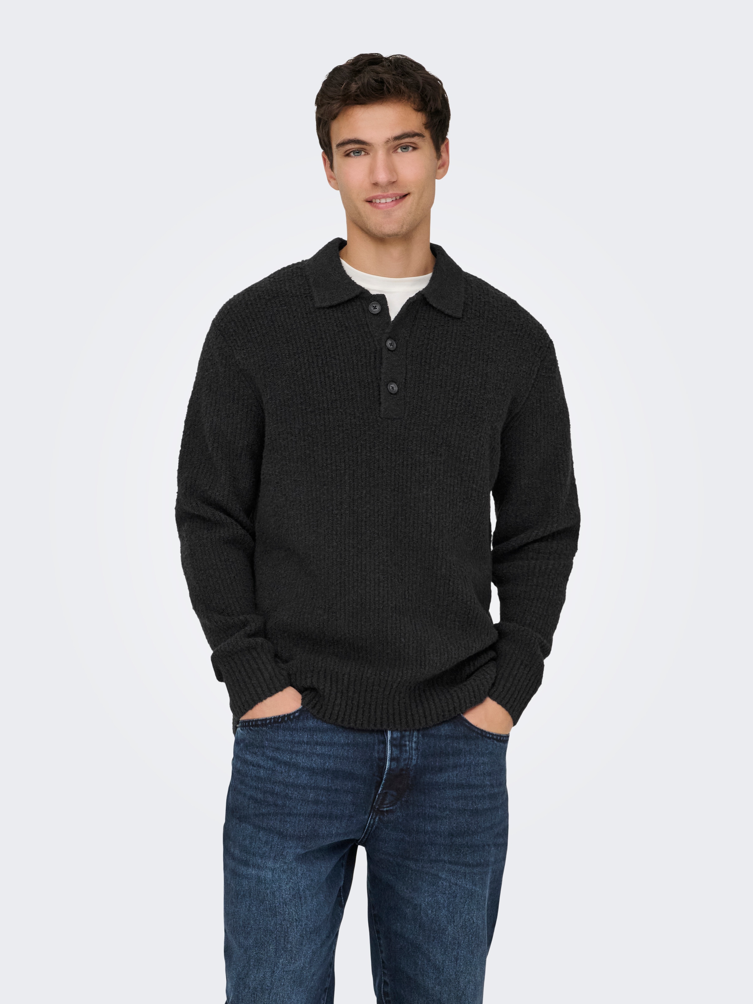 ONLY & SONS Polokragenpullover "ONSDALE RLX LS POLO KNIT NOOS" Baumwollmischung, relaxed fit