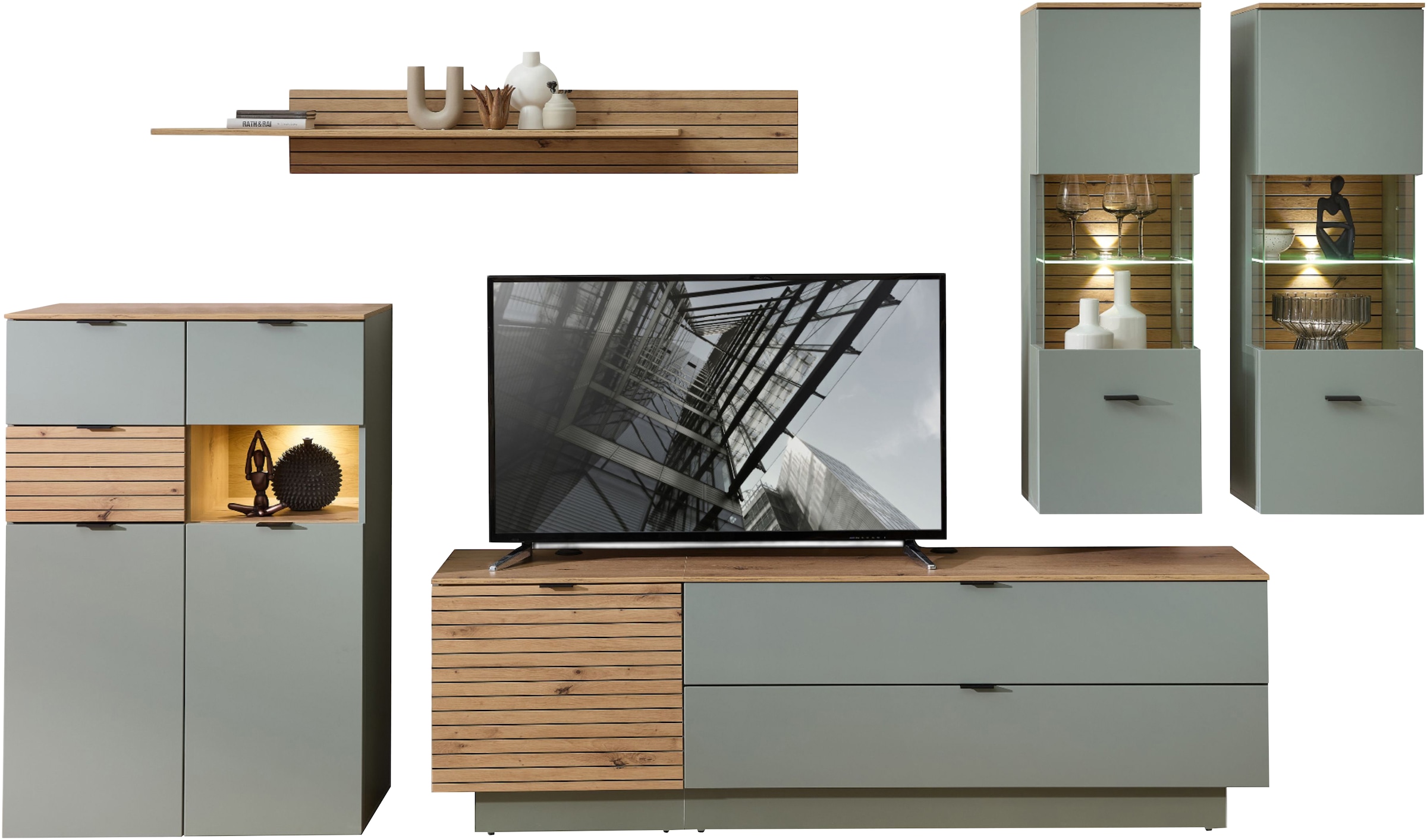 Innostyle Wohnwand "Ina Wohnwand, 340x200x44 cm (B/H/T)" 6 Stk. tlg. günstig online kaufen