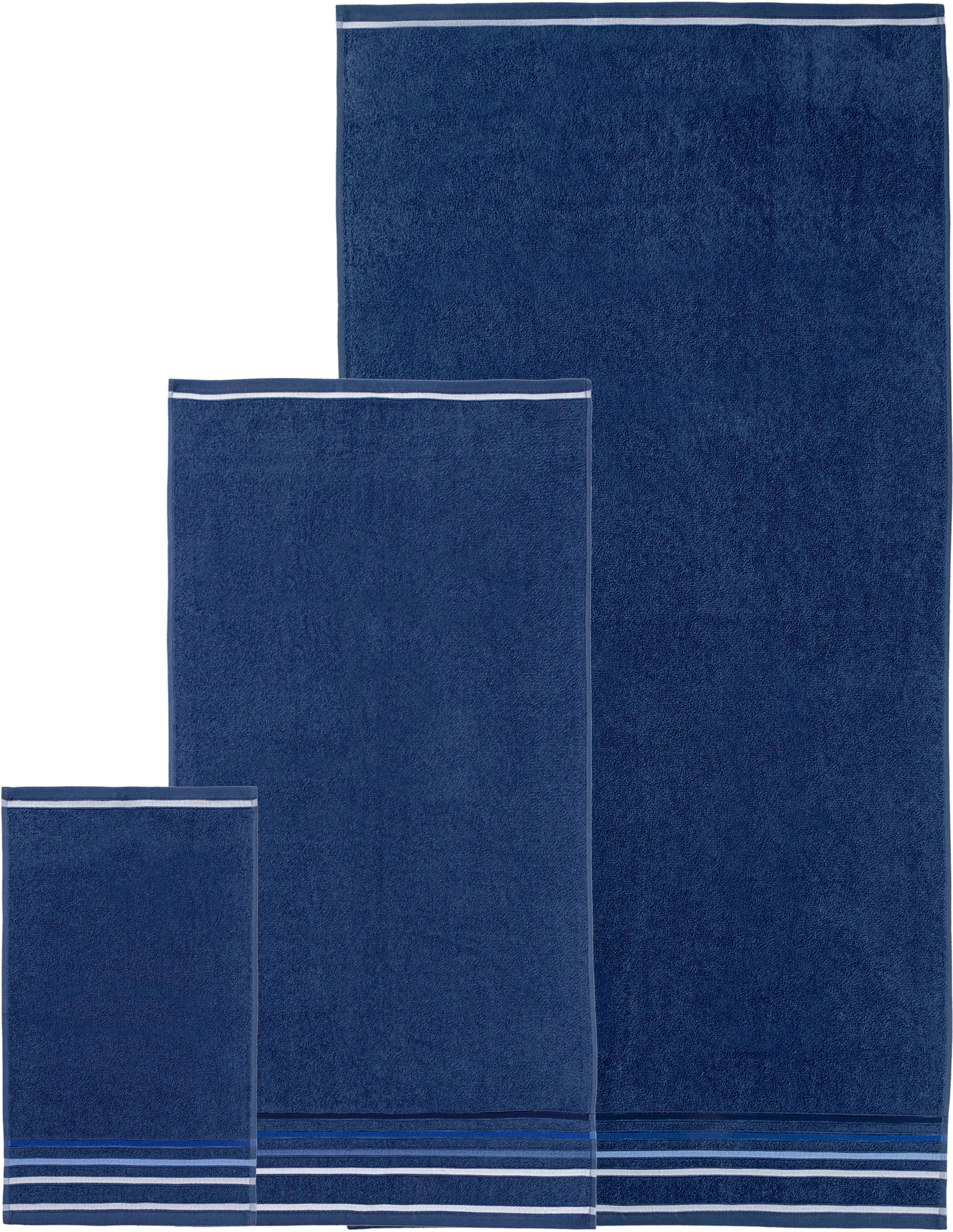 OTTO home Handtuch Set »Niki, Duschtuch, Handtücher und Gästetücher« Set Walkfrottee Handtücher mit mehrfarbiger Streifenbordüre, weich, aus 100% Baumwolle