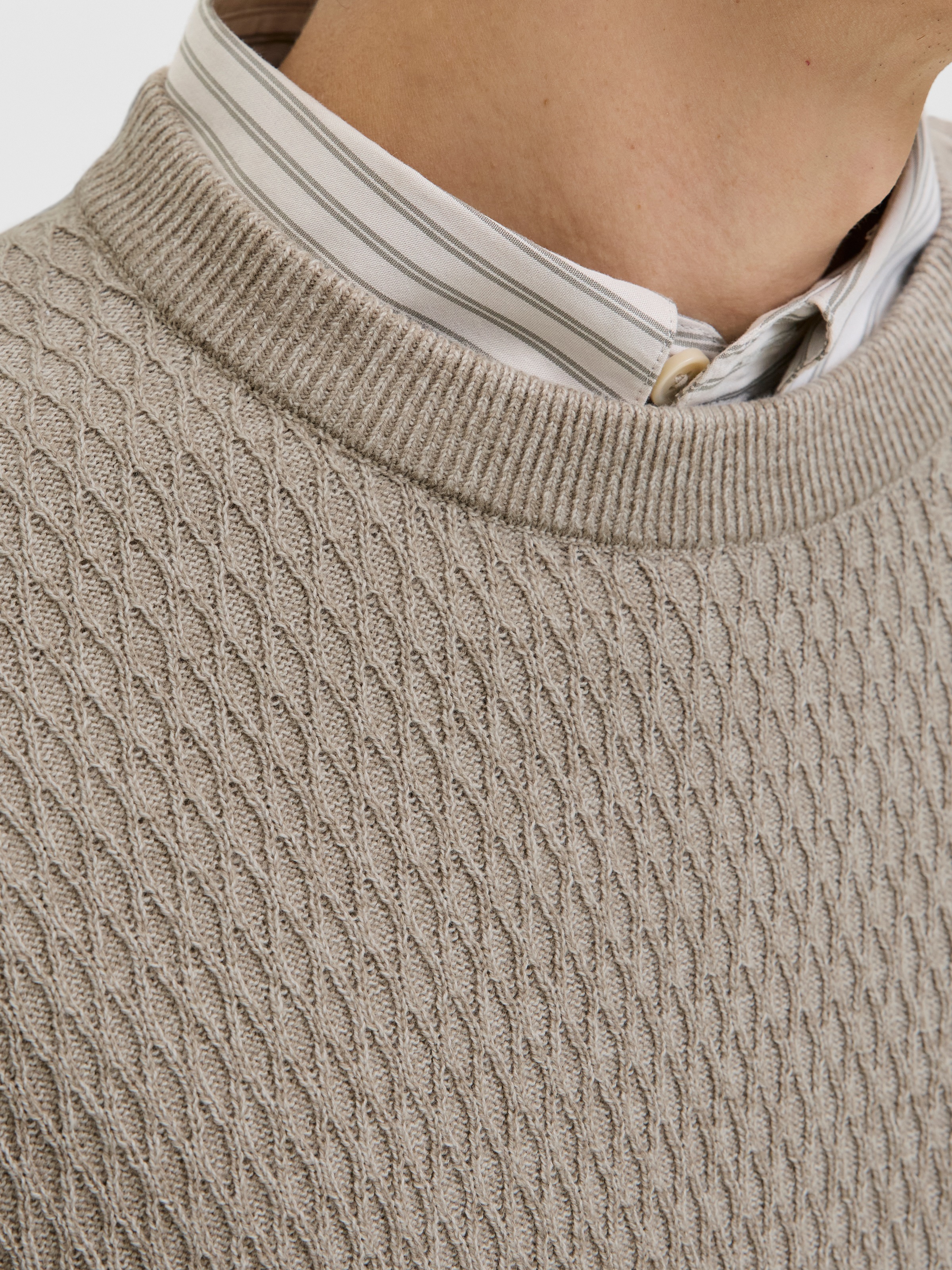 Jack & Jones Jprblareagan Knit Crew Neck Sweater Greige XL 3