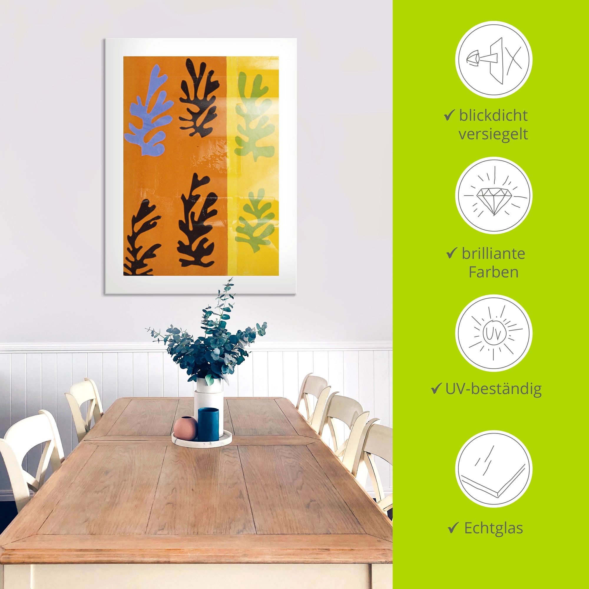 Artland Glasbild »Komposition (Der Samt). 1947« Gegenstandslos 1 Stk. tlg. in verschiedenen Größen