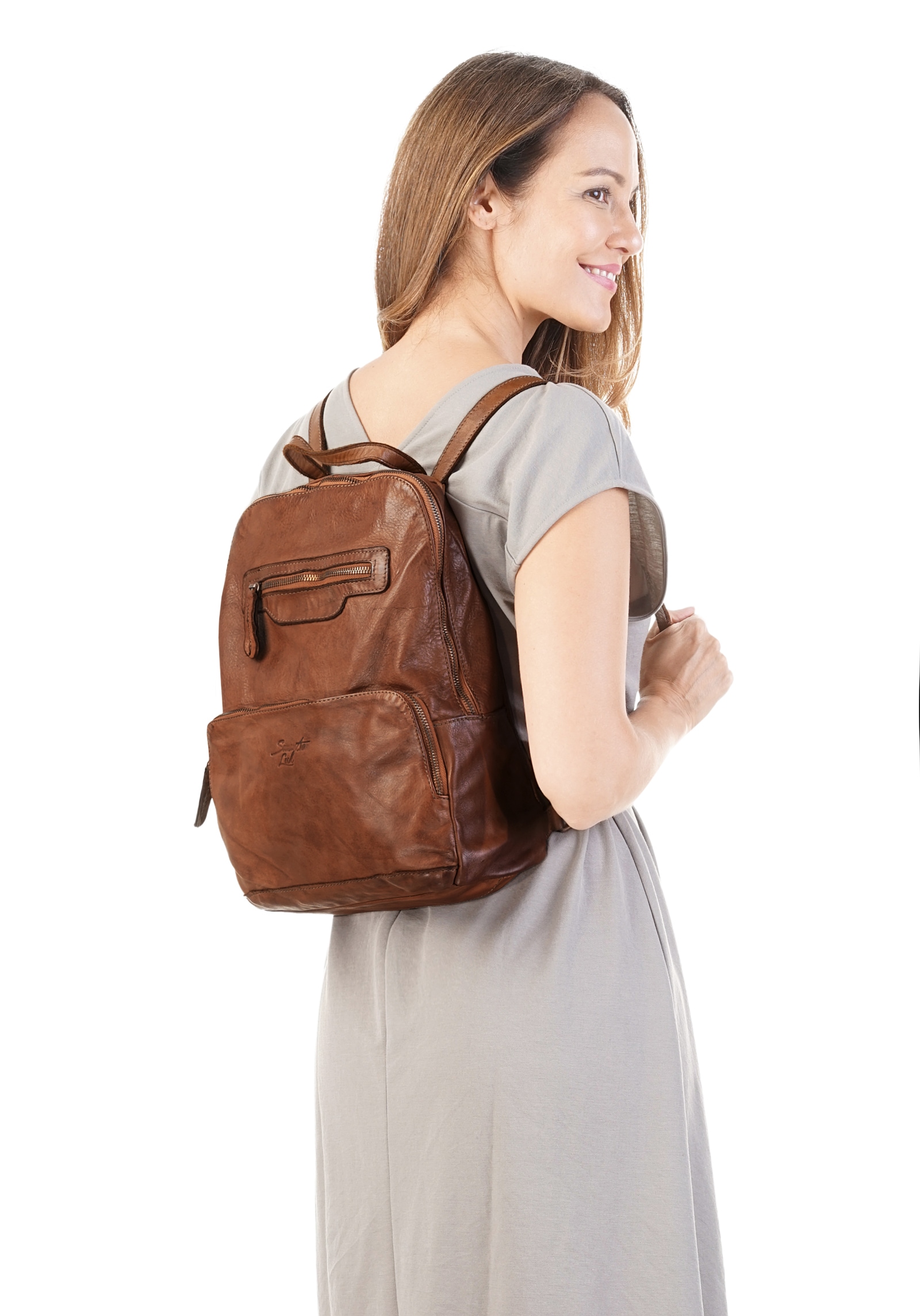 Samantha Look Cityrucksack, echt Leder, Made in Italy