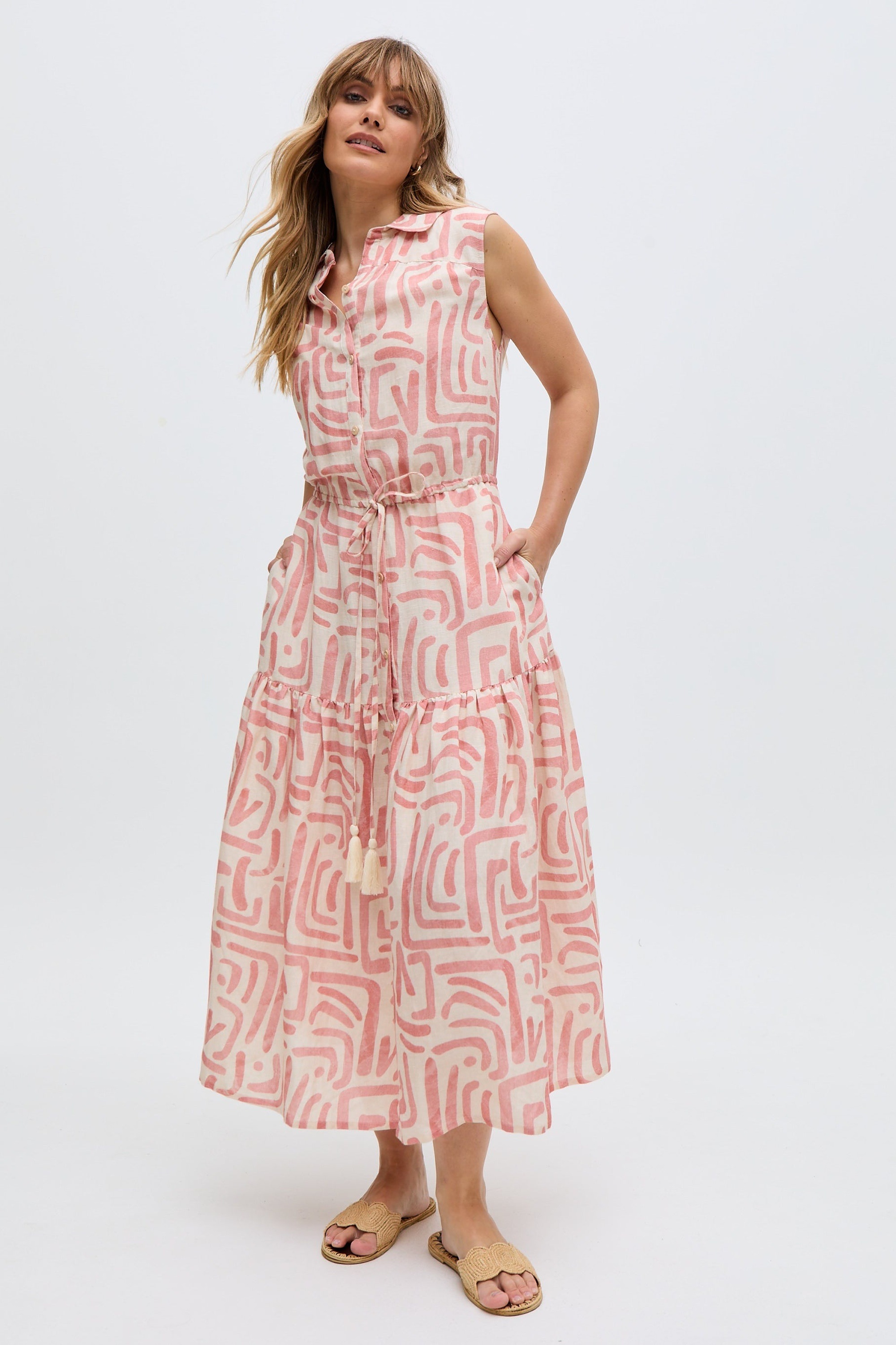 RAFFYA Midikleid "Holly Tiered Warhol Print Maxi Dress Damen" günstig online kaufen