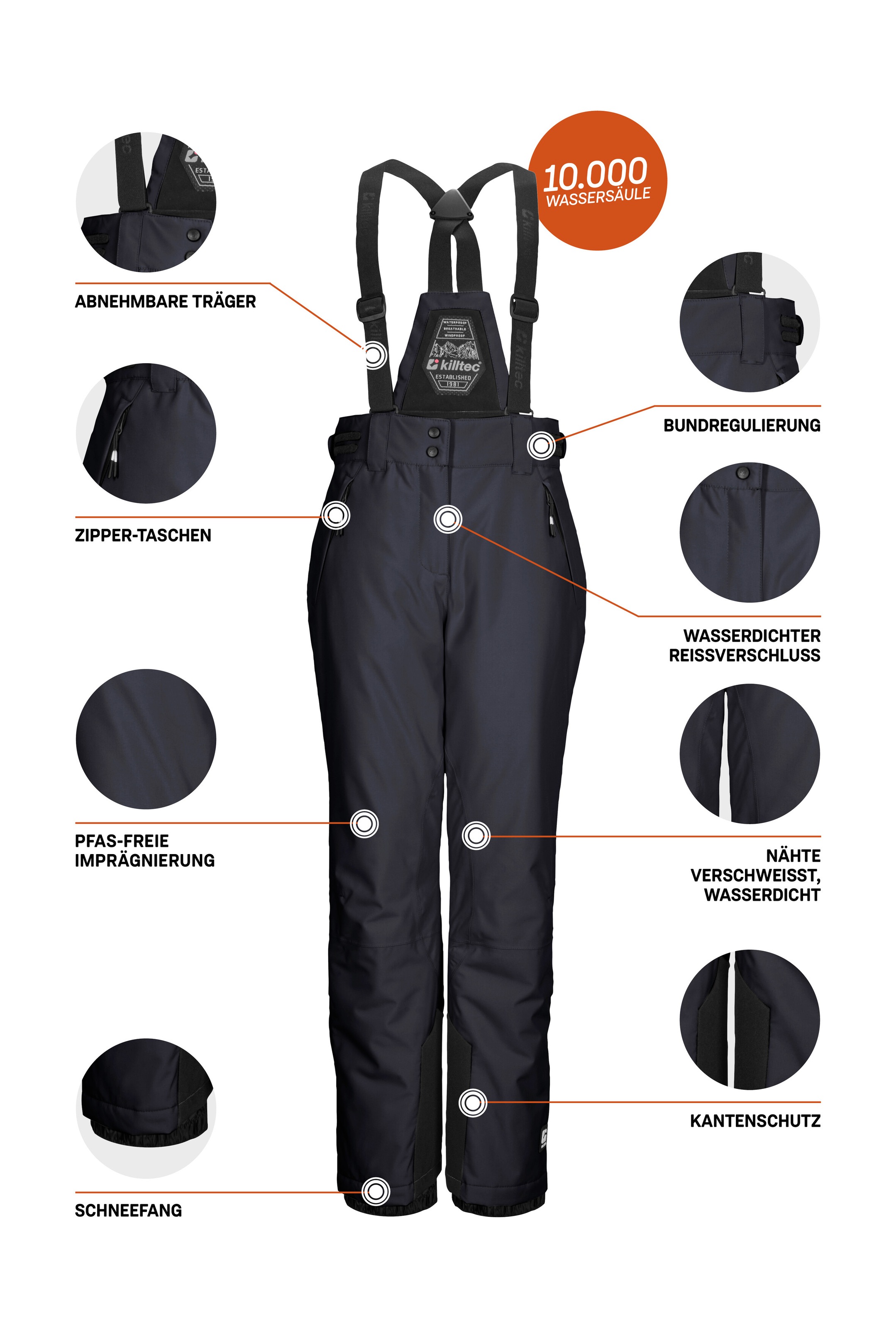 Killtec Skihose »KSW 213 GRLS SKI PNTS«, Wasserdichte, atmungsaktive Skihose mit verstellbarer Taille