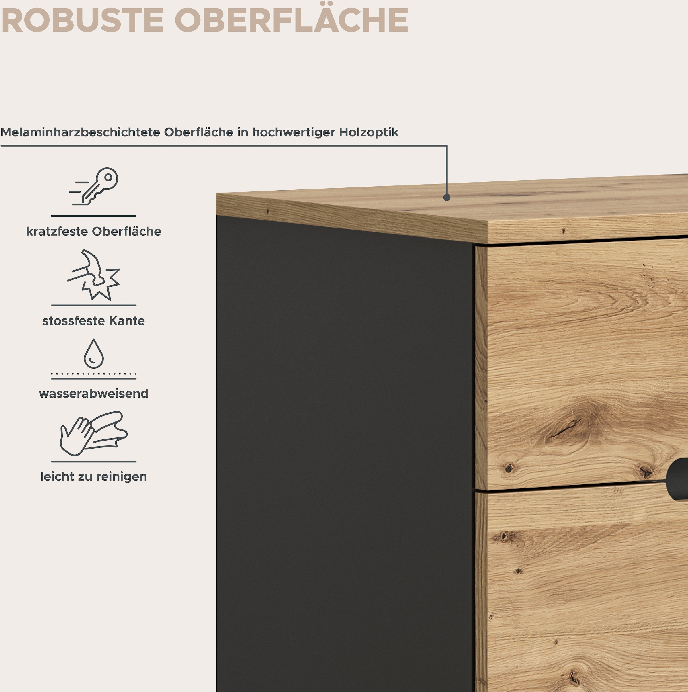 INOSIGN Schuhkommode »Rehat, Breite 80cm, Basalt grau/Artisan Eiche, 2 Türen, 1 Schubkasten«, Schuhschrank, Kommode, Garderobenschrank, Anrichte