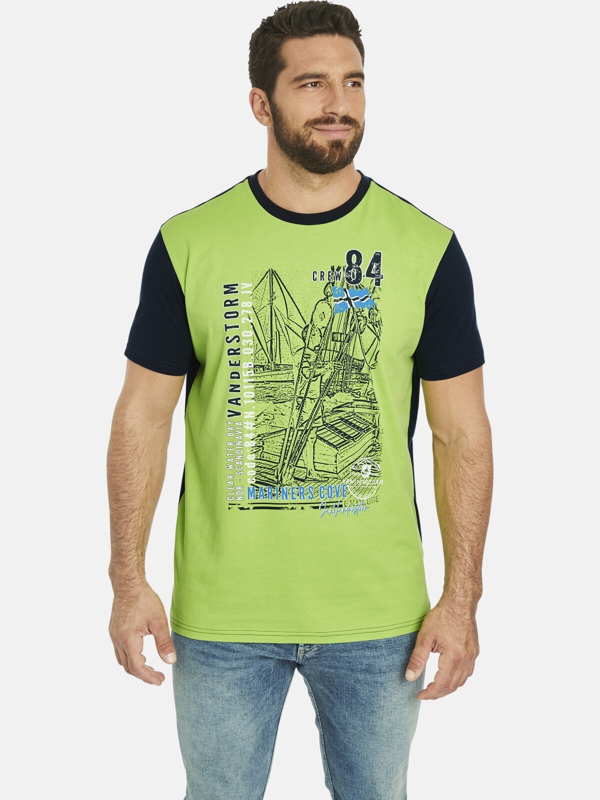 Jan Vanderstorm Rundhalsshirt "T-Shirt KASPERI", mit Seereisen-Print