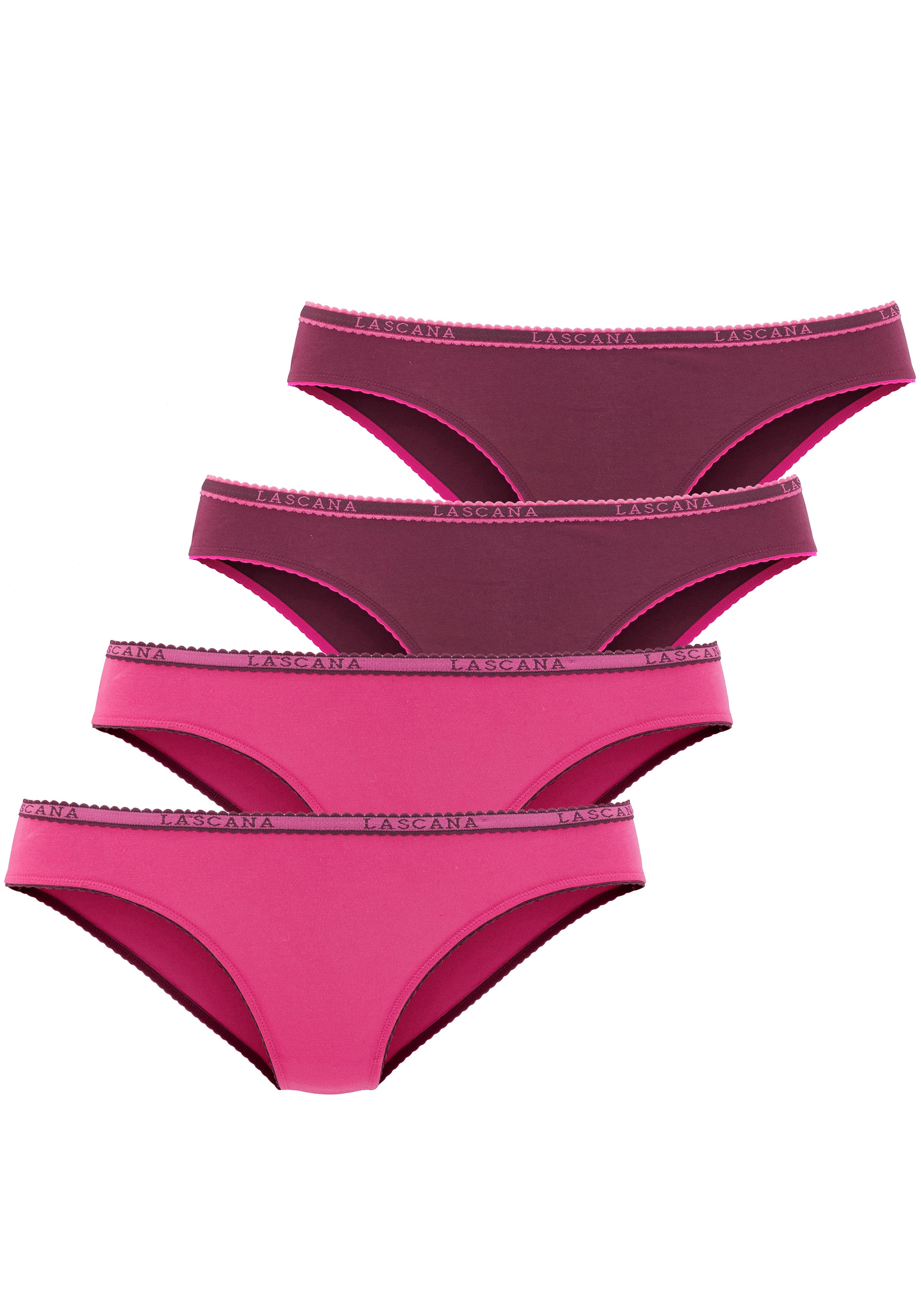 LASCANA Slip 4er-Pack, aus elastischer Baumwoll-Qualität