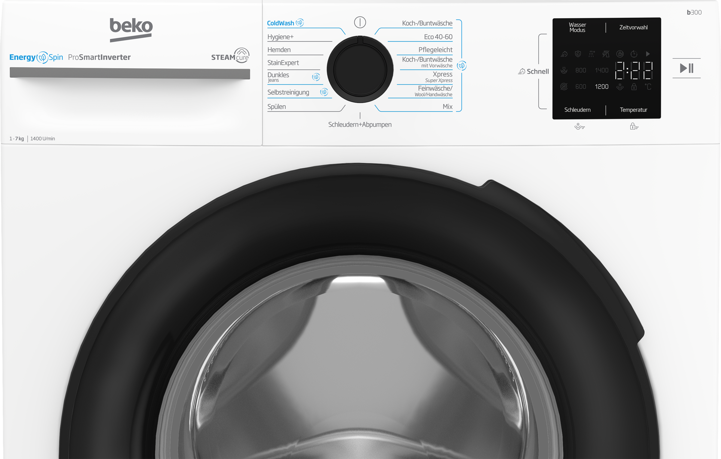 BEKO Waschmaschine »BM3WFU3741X«, 7 kg, 1400 U/min, Waschen mit EnergySpin: Bis zu 35 % Energie sparen – nicht nur in Eco