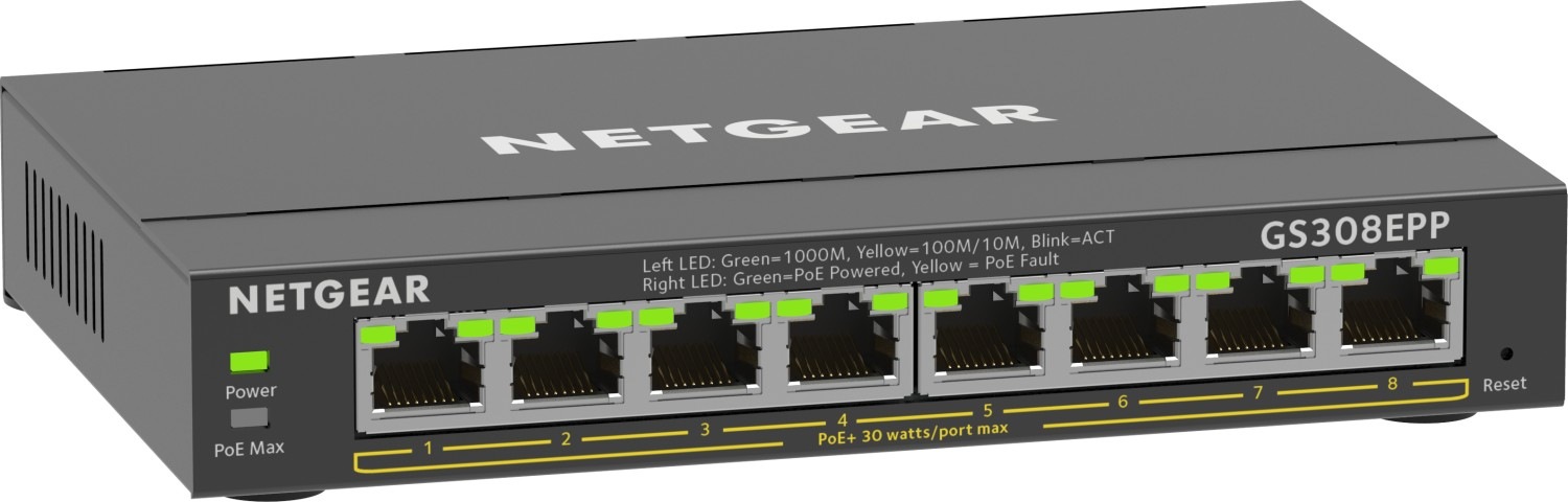 NETGEAR Netzwerk-Switch "8-Port Gigabit Ethernet High-Power PoE+ Plus Switch", B:16,8cm H:8,7cm T:26,5cmohne farbbezeichnung, Netzwerk-Switches