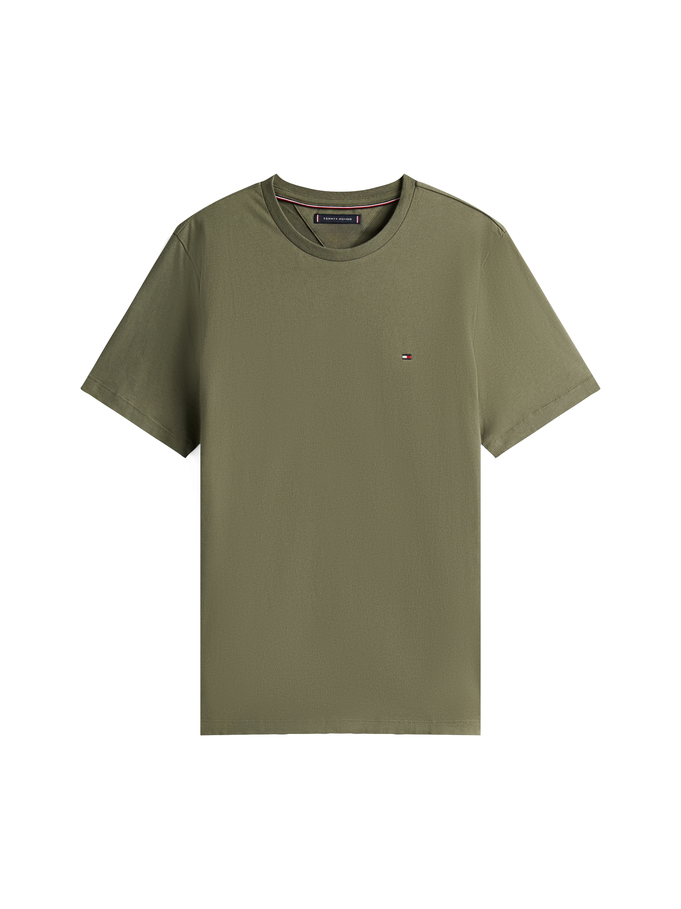 Tommy Hilfiger T-Shirt »ESSENTIAL REG FIT SOLID TEE mit Stickerei und Rundhals«, unifarben, casual, regular fit, Baumwolle, Rundhals