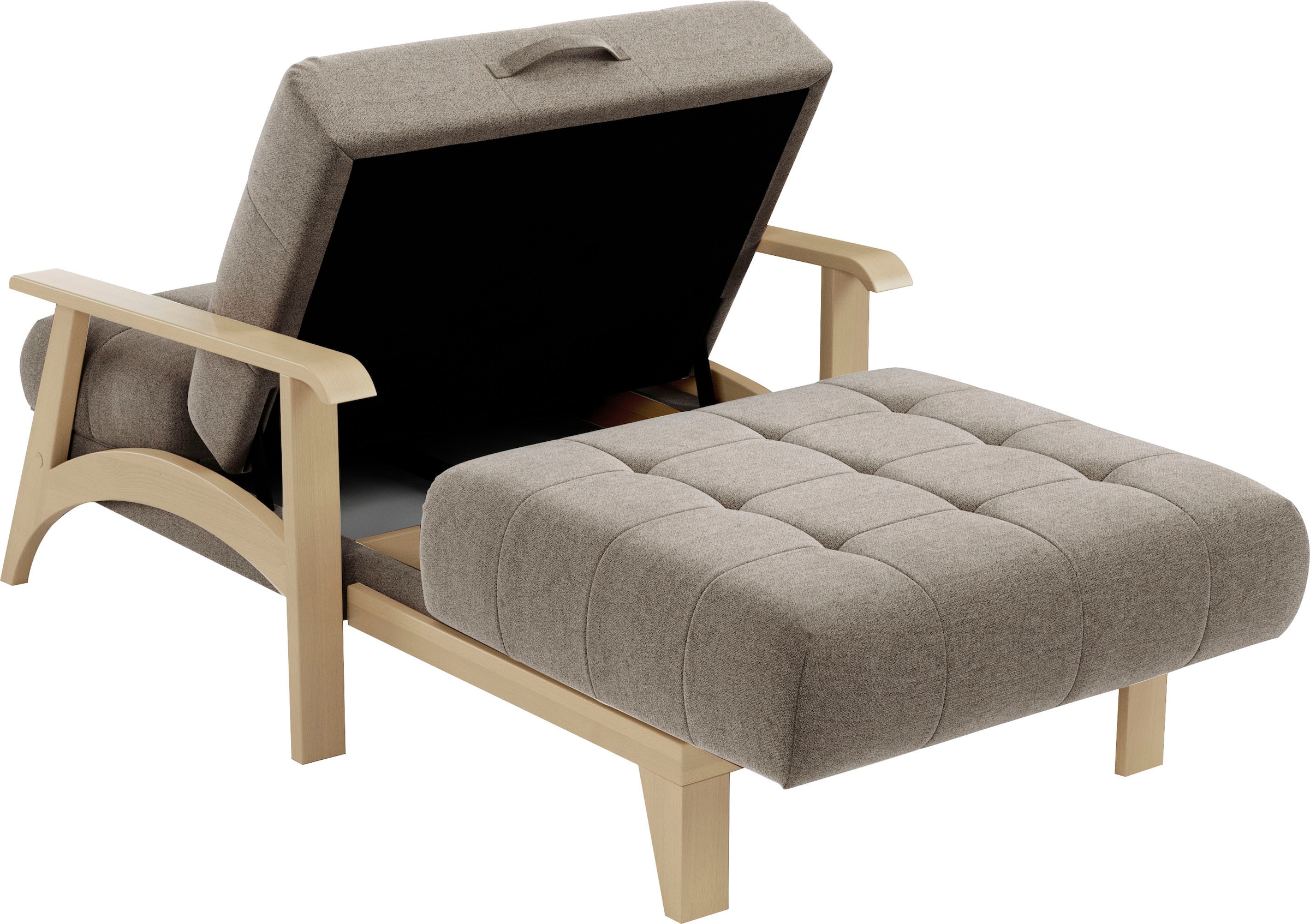 sit&more Recamiere »Billund«, Armlehnen aus Buchenholz in natur, verschiedene Bezüge und Farben