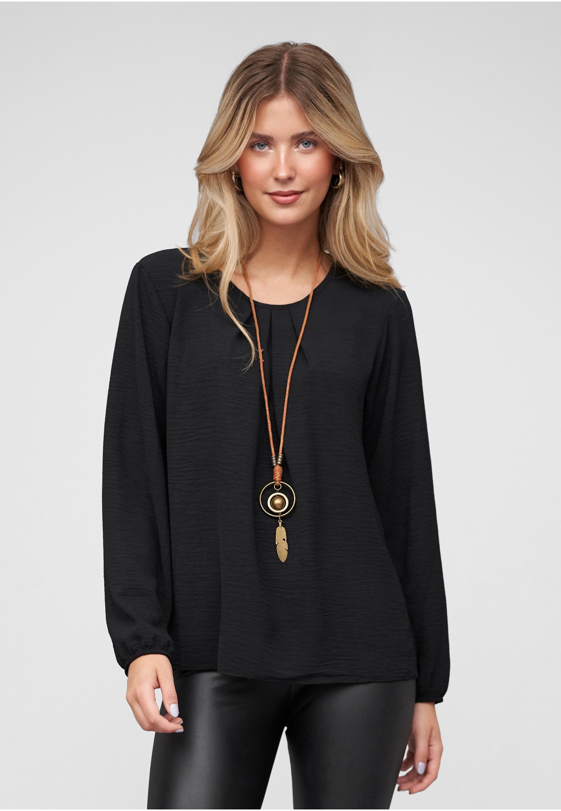 CLOUD 5IVE Klassische Bluse »CLOUD 5IVE Longsleeve Blouse with Necklace«