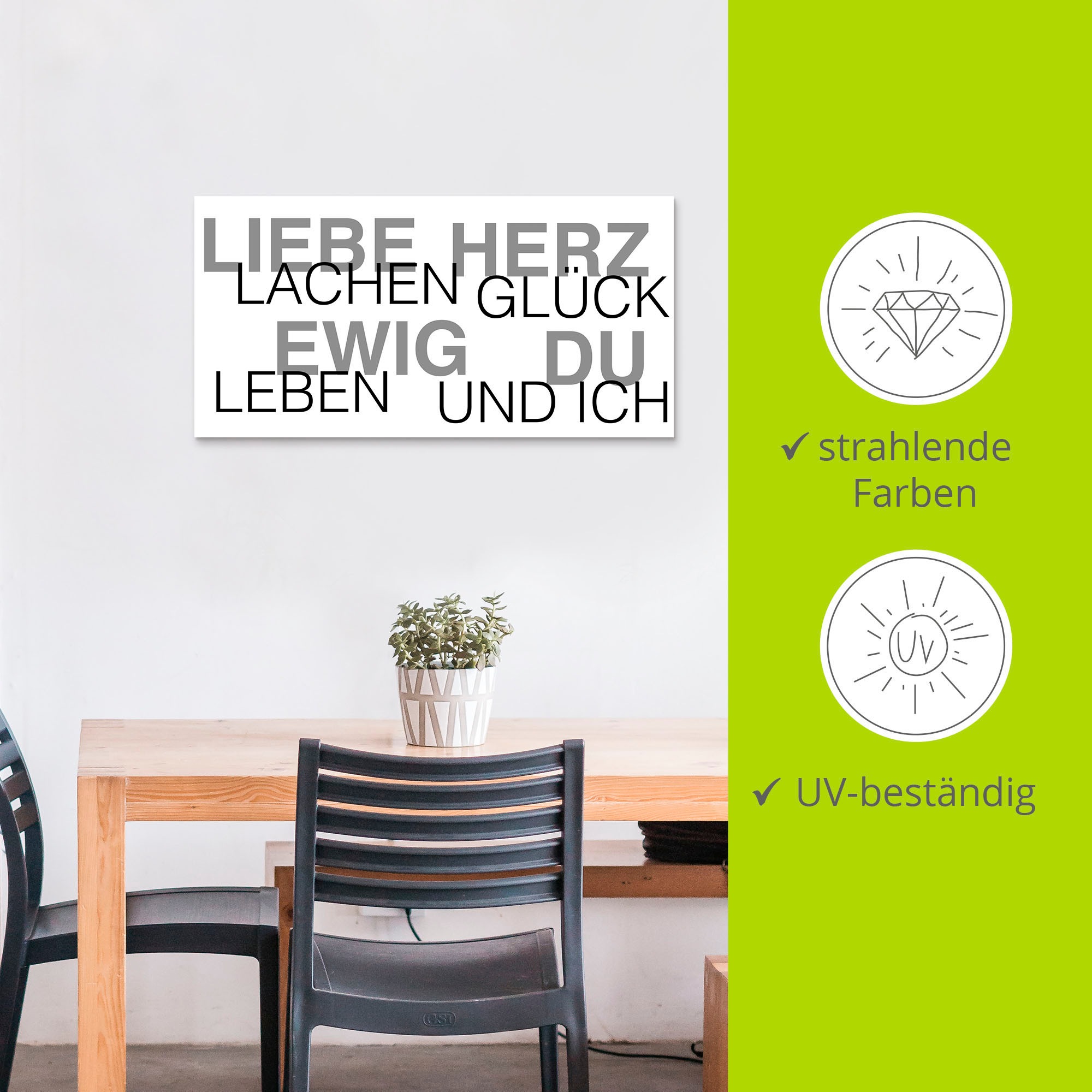Artland Wandbild »Liebe Statement Bild«, Sprüche & Texte, (1 St.), als Alubild, Outdoorbild, Leinwandbild, Wandaufkleber, versch. Größen