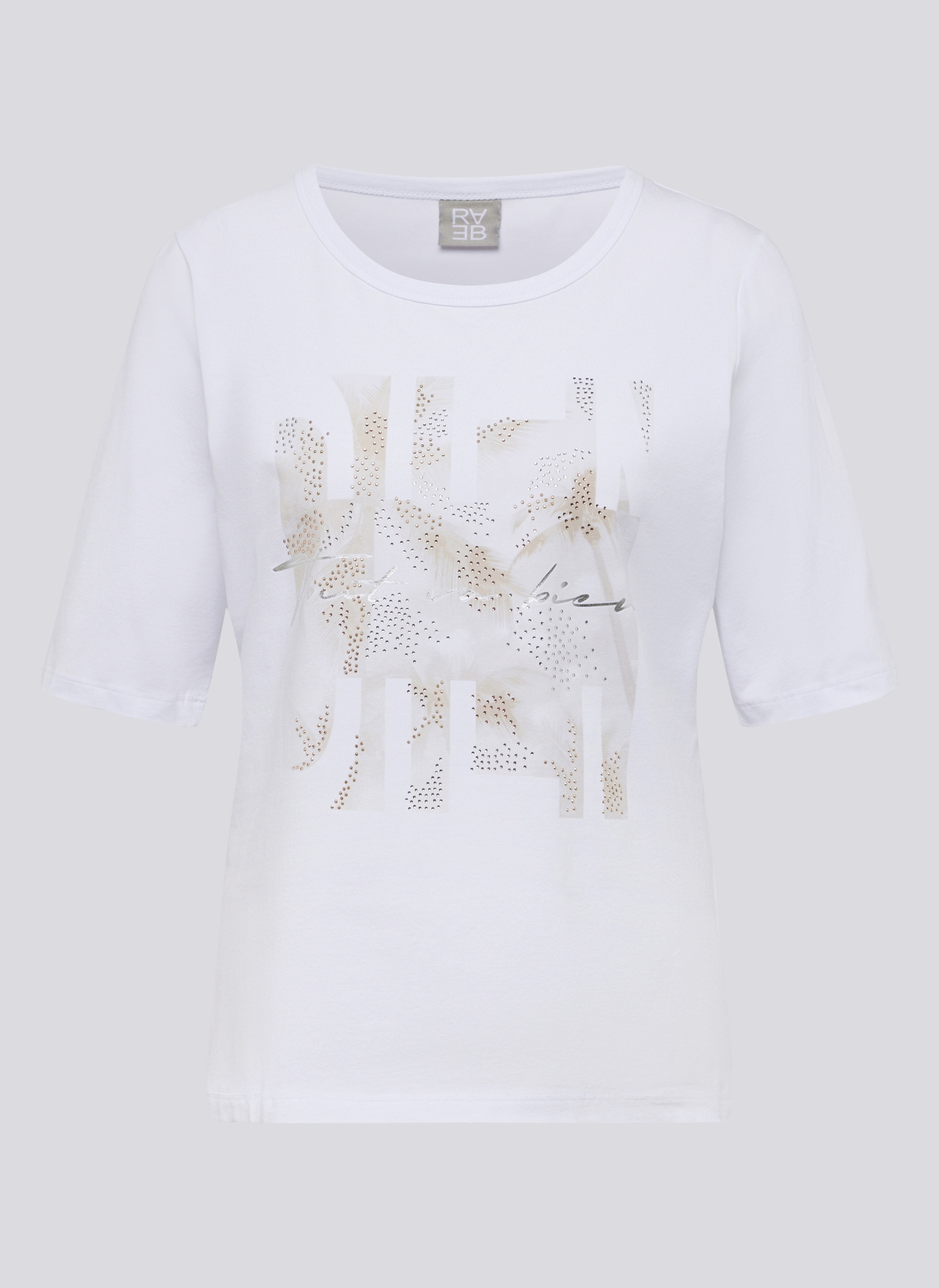 Rabe Rundhalsshirt, mit Glitzer-Print und Stretch