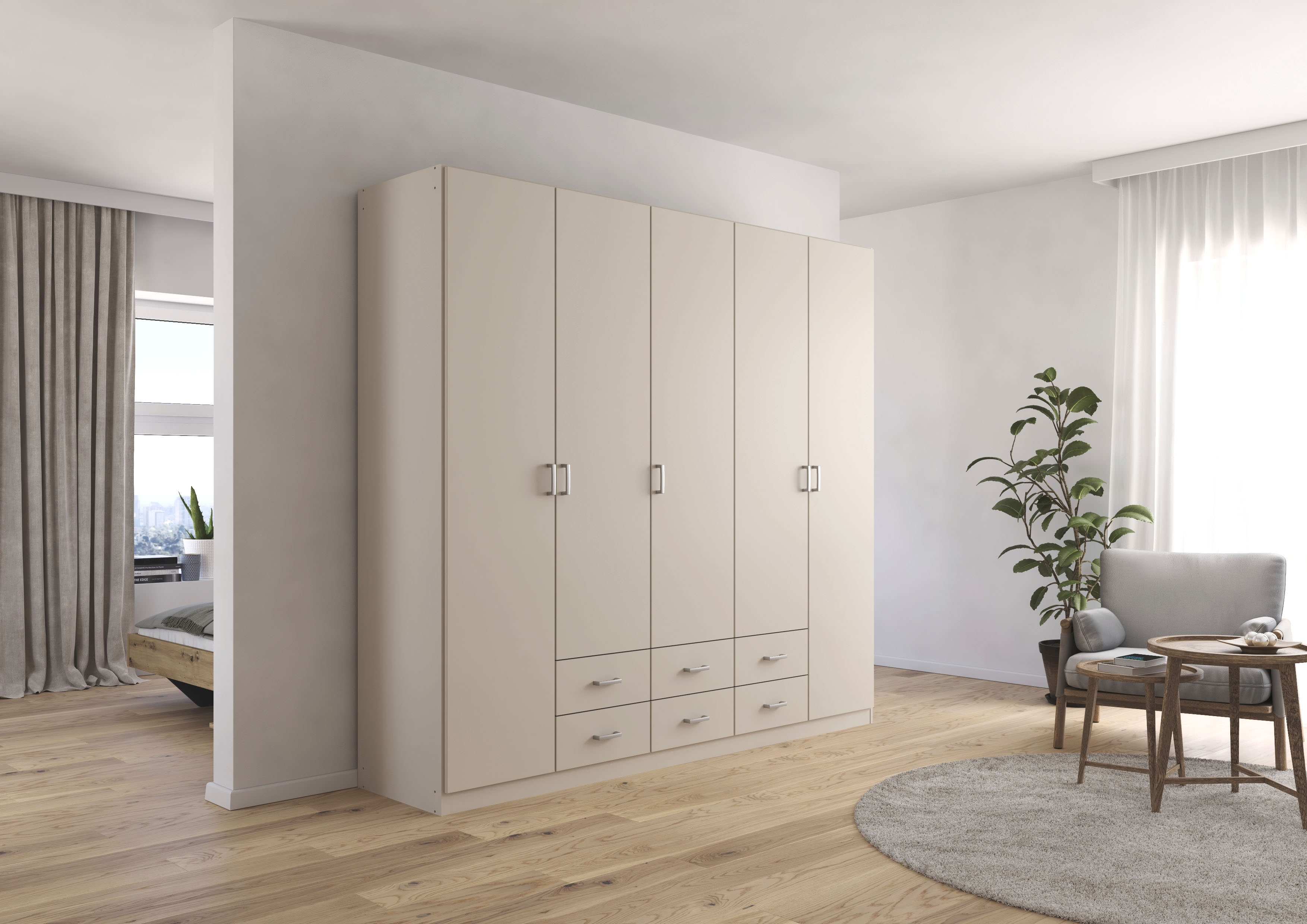 rauch Drehtürenschrank "Kleiderschrank Garderobe GAMMA Breiten 226 cm" in 3 Ausstattungen BASIC/CLASSIC/PREMIUM (inkl. SOFT-CLOSE-Funktion), mit Schubladen, verschiedene Griff-Varianten TOPSELLER MADE IN GERMANY