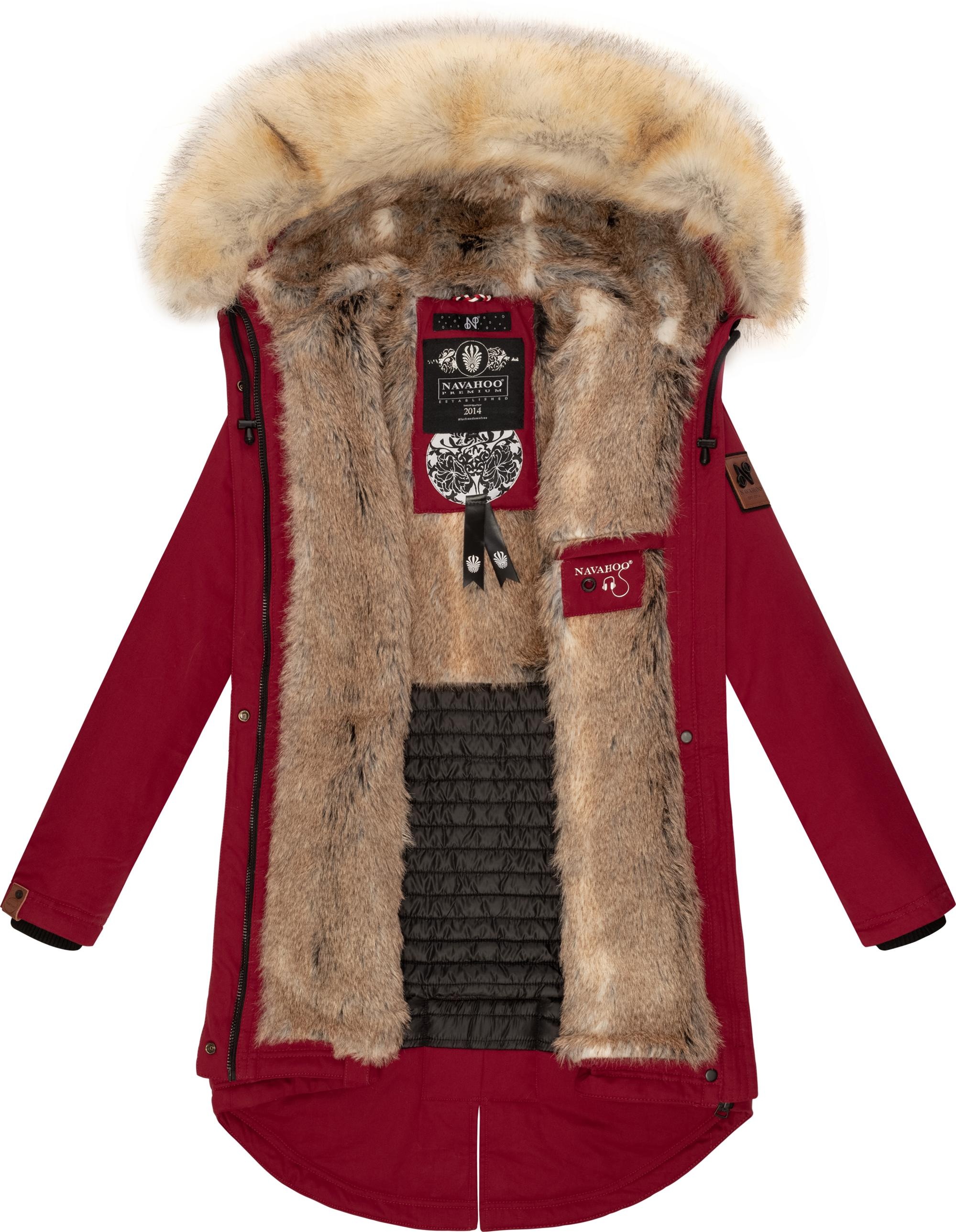 Navahoo Wintermantel »Bombii«, stylischer Damen Winterparka mit Kunstfell-Kapuze