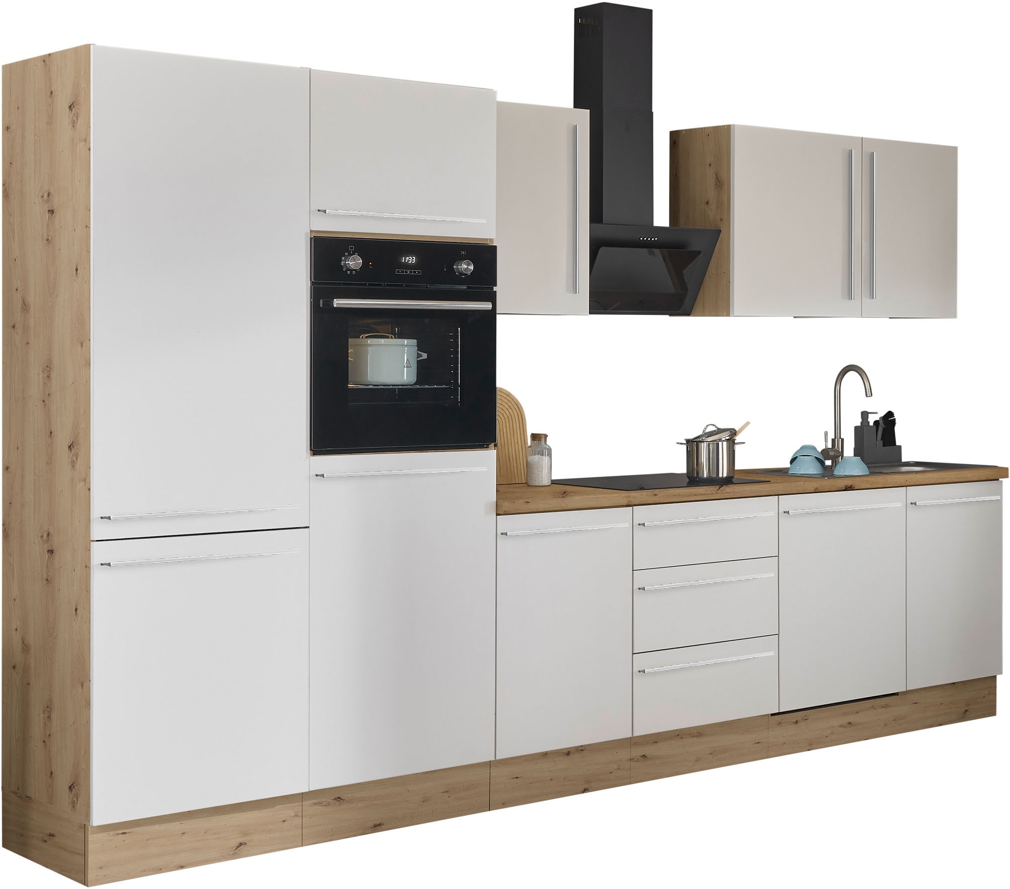 KOCHSTATION Küchenzeile »Florida«, Breite 340 cm, wahlweise mit E-Geräten,Softclose für Türen/Schubkästen