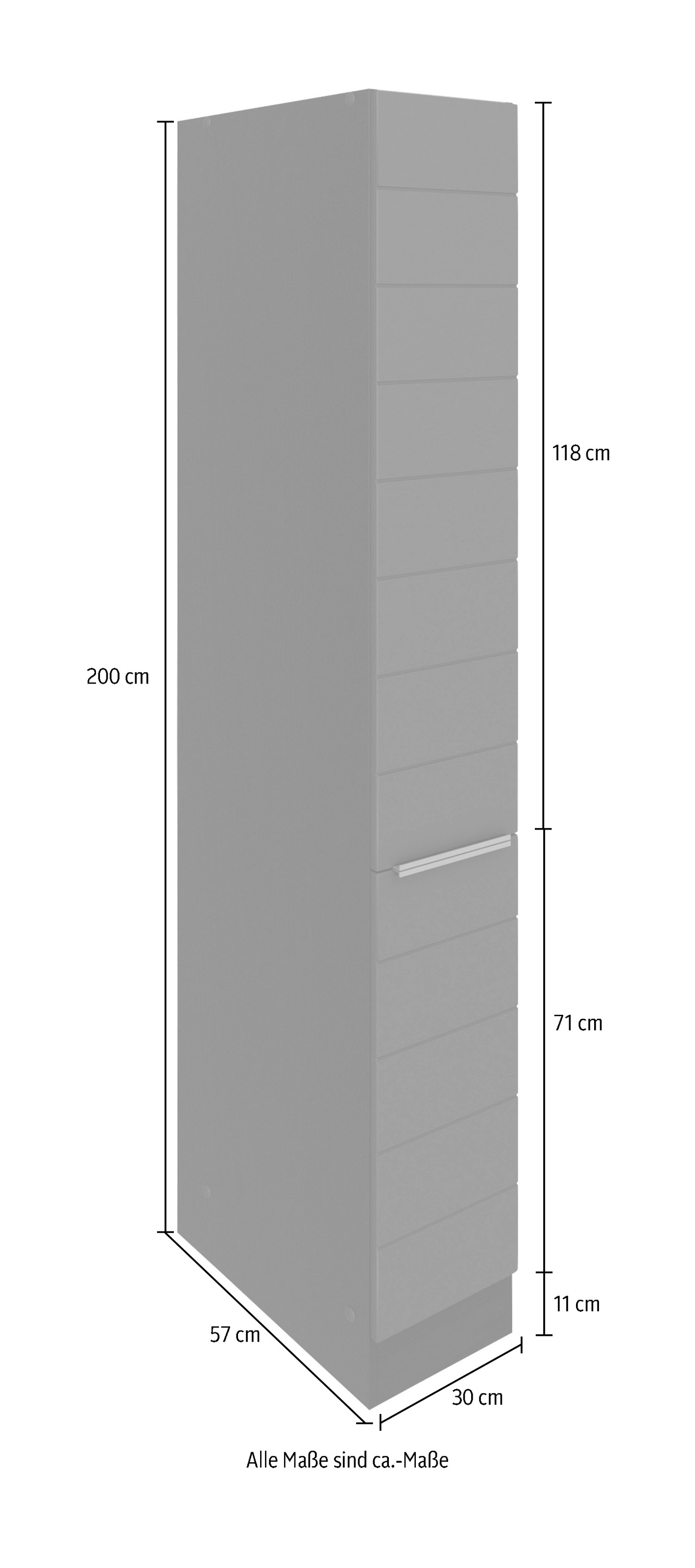KOCHSTATION Apothekerschrank »KS-Luhe«, 30 cm breit, hochwertige MDF-Fronten mit waagerechter Lisene