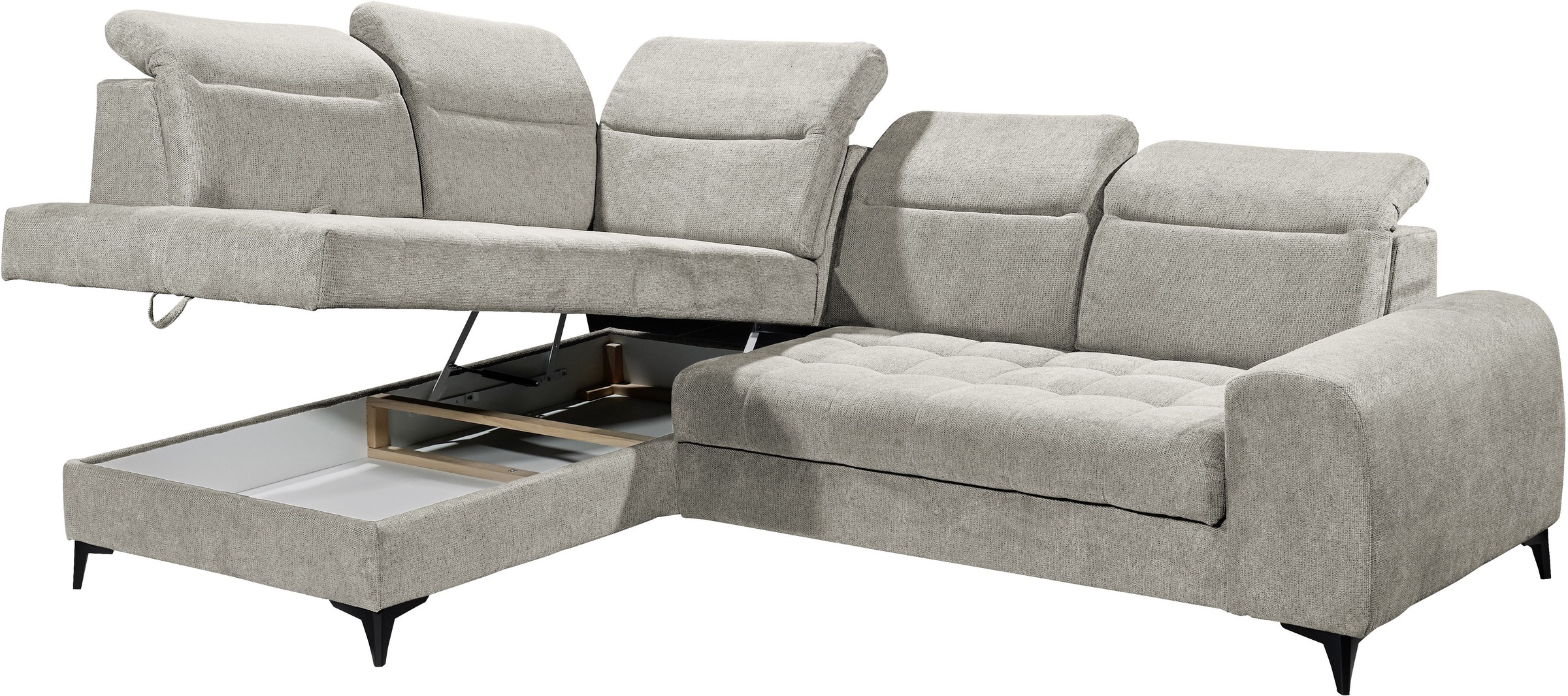 ED EXCITING DESIGN Ecksofa »Rockdale L-Form mit Bettfunktion, Bettkasten«, Kopfteilverstellung, Sitztiefenverstellung & USB-Port