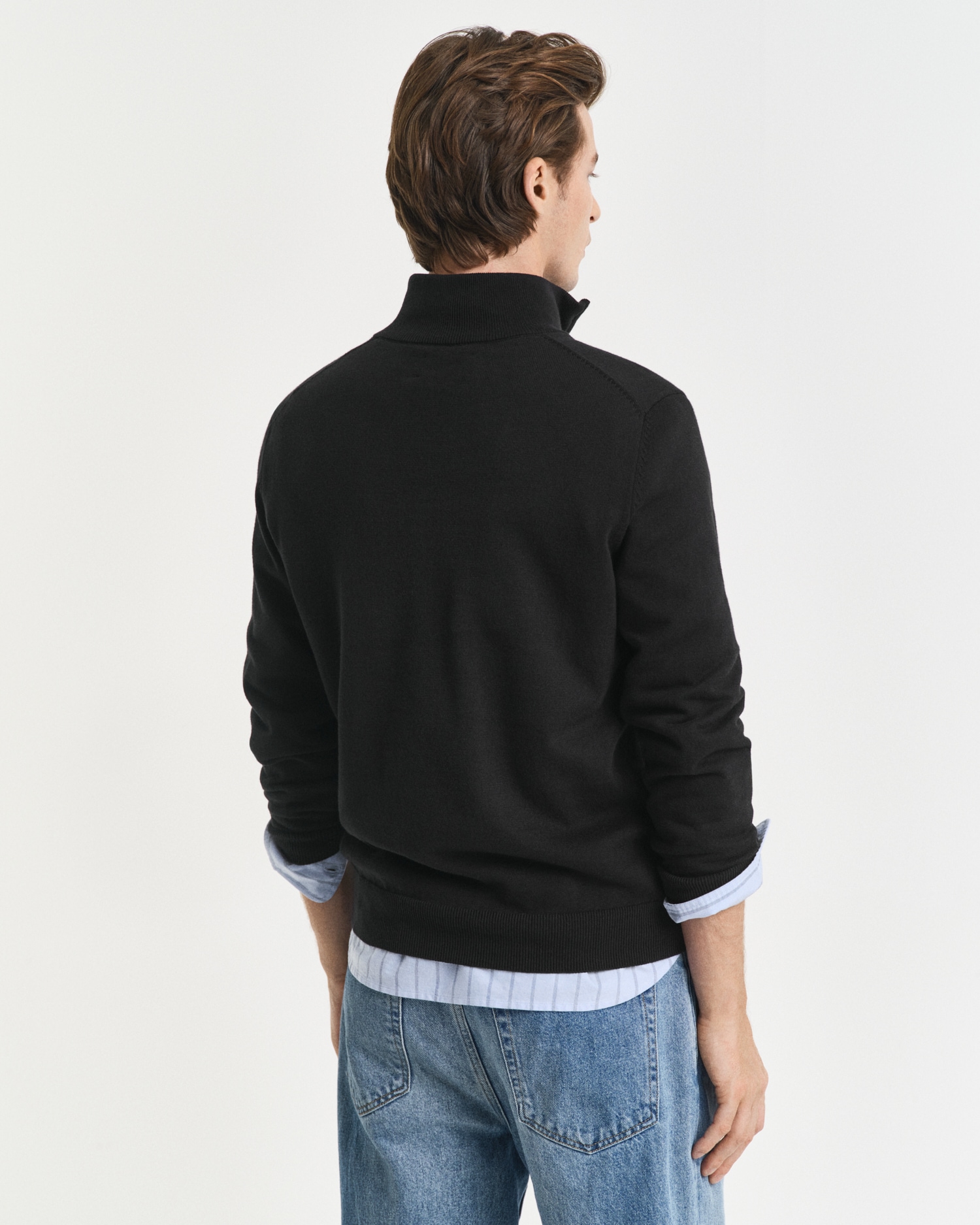 Gant Troyer »CLASSIC COTTON HALF ZIP«, mit gerippten Details