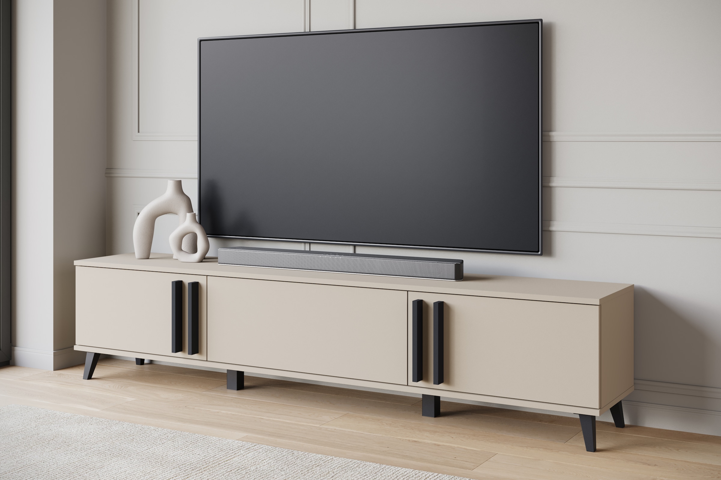 INOSIGN Lowboard »Helsinki, TV-Kommode Breite 180cm«, (1 St.), modernes Design, 3 Klapptüren