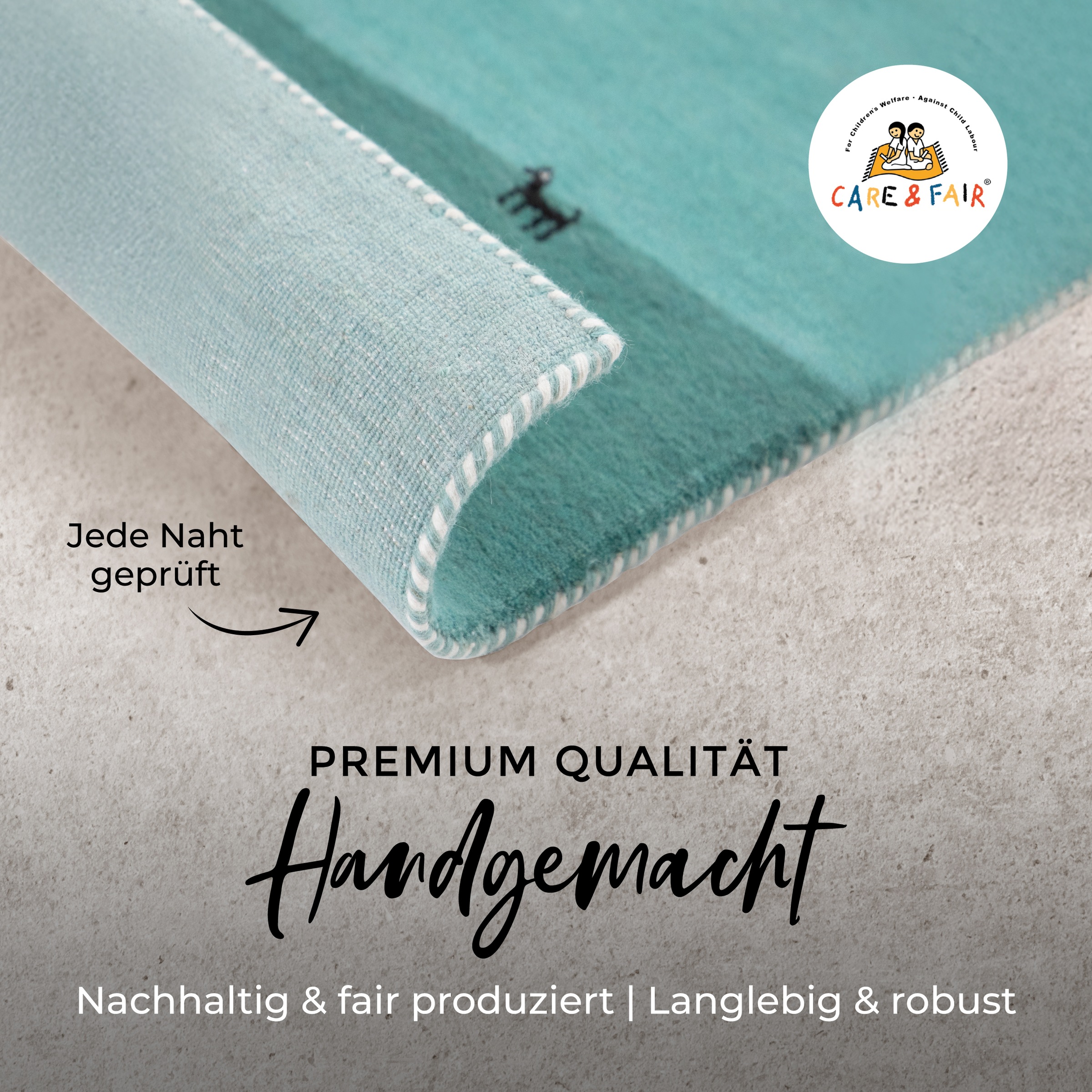 CARPETFINE Gabbeh Uni Wool Rug Blue/Turquoise 60x180cm 3