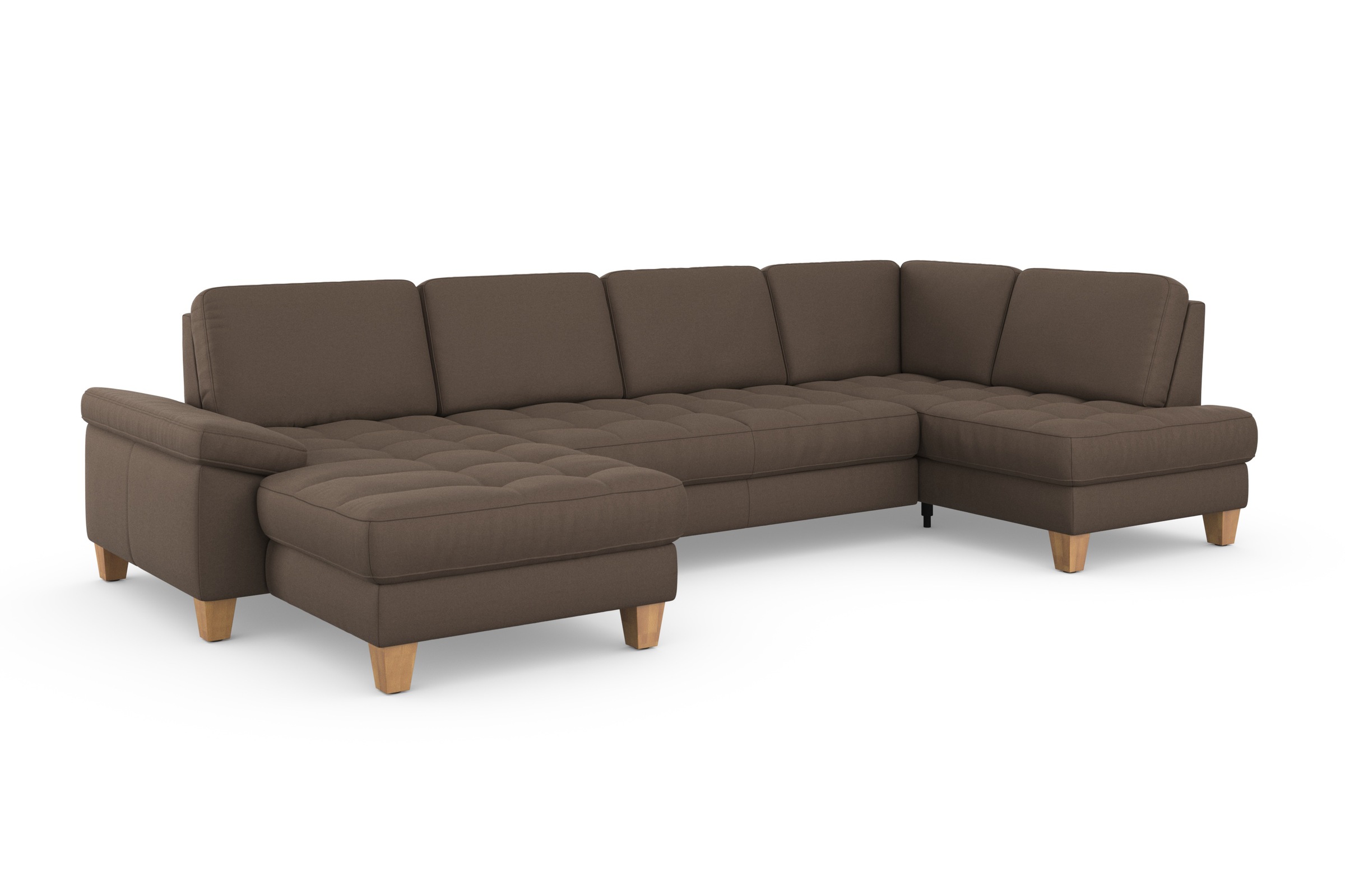 Wohnlandschaft SIT & MORE "Westham U-Form", braun (chocco), B:338cm H:88cm T:172cm, 100% Polyester, Sofas, Wohnlandschaft, wahlweise mit Bettfunktion, Bettkasten, Sitztiefenverstellung 6