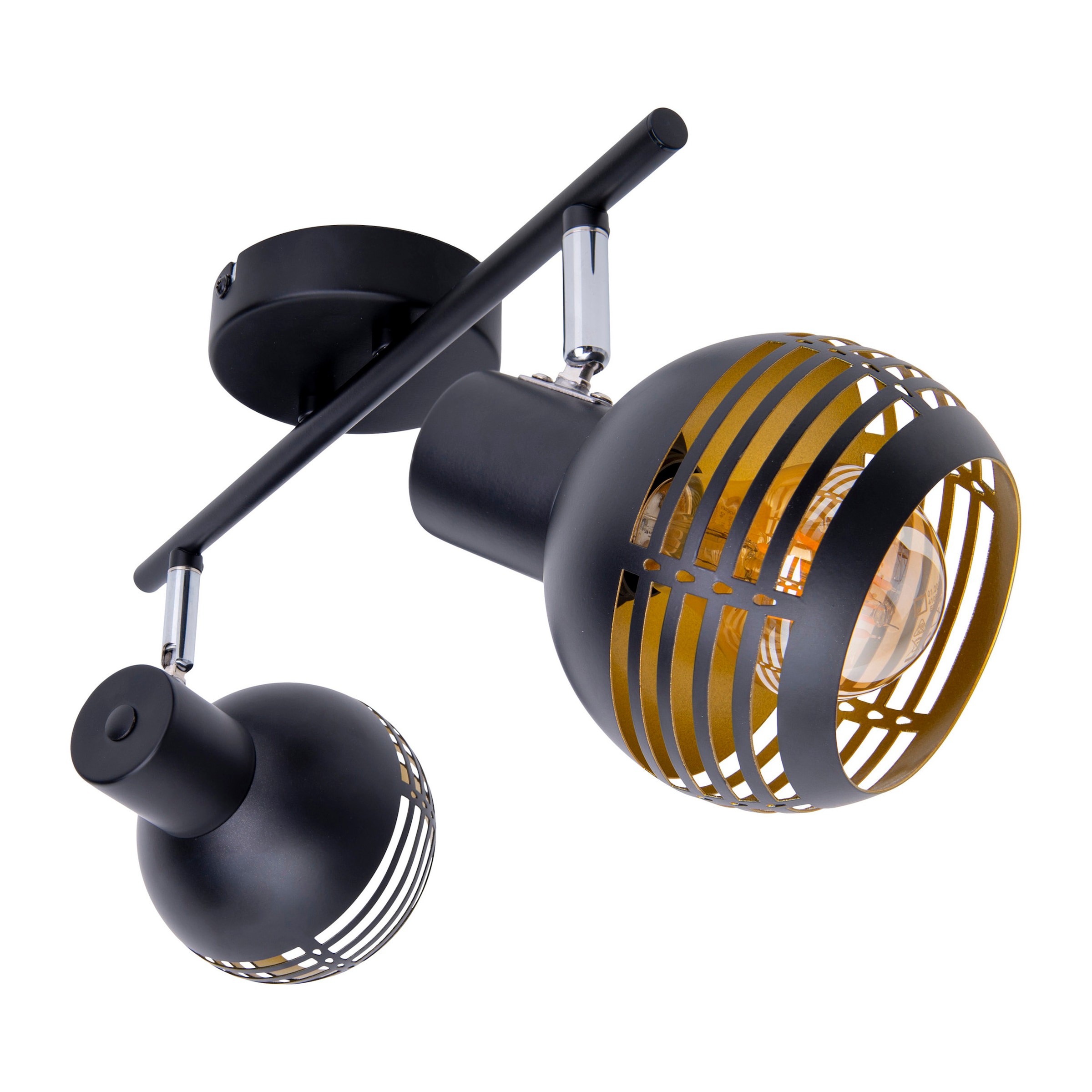 näve Deckenspots »Casco« E27 1 Stk. 2er Wand-/Deckenleuchte, schwarz, innen golden, exkl. 2x E27, L: 36cm