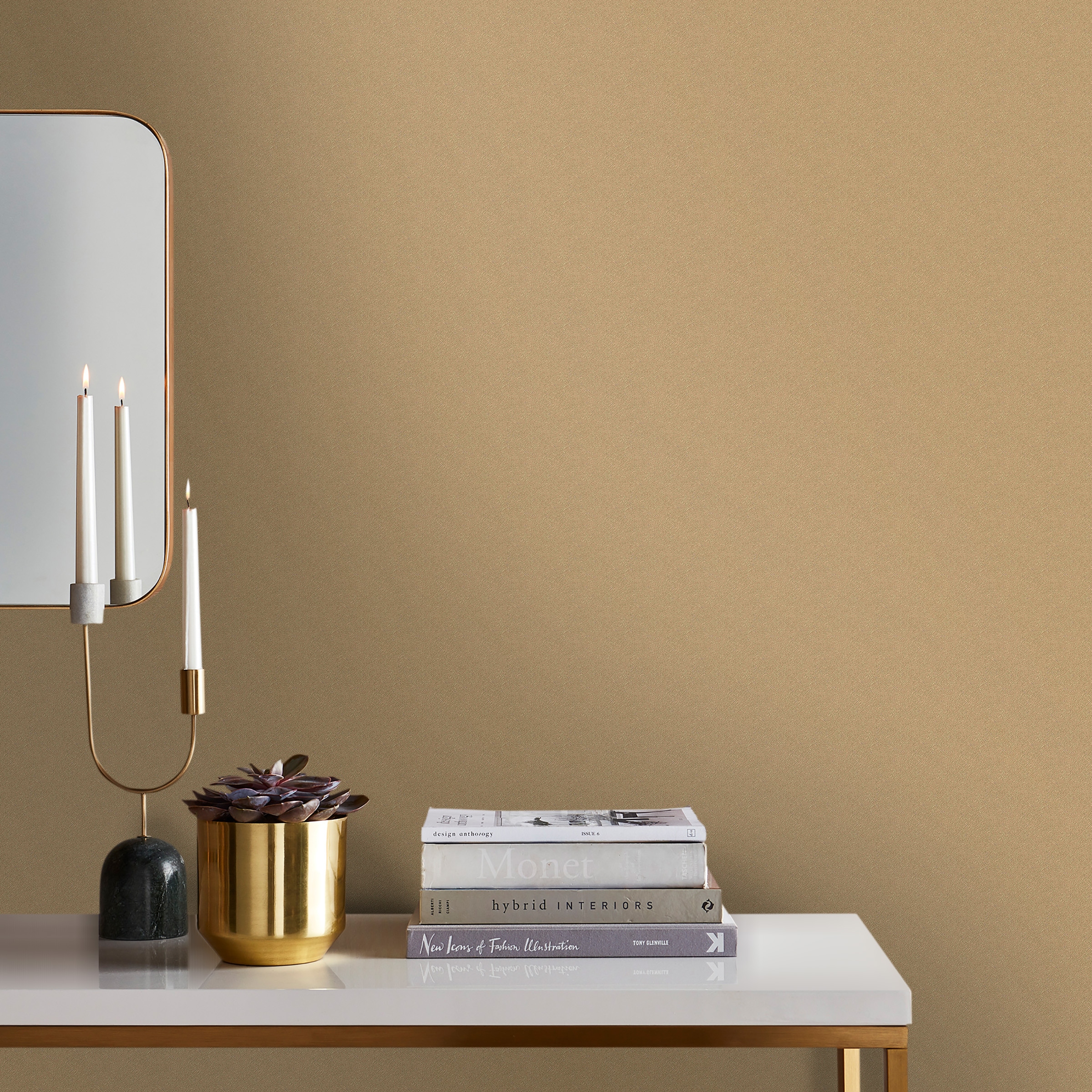 SUBLIME Vliestapete "Stunning", B/L: 0,52m x 10m, Rollen: 1, gold, Wohnzimmer, Tapeten, 10mx52cm (ca. 5m2)