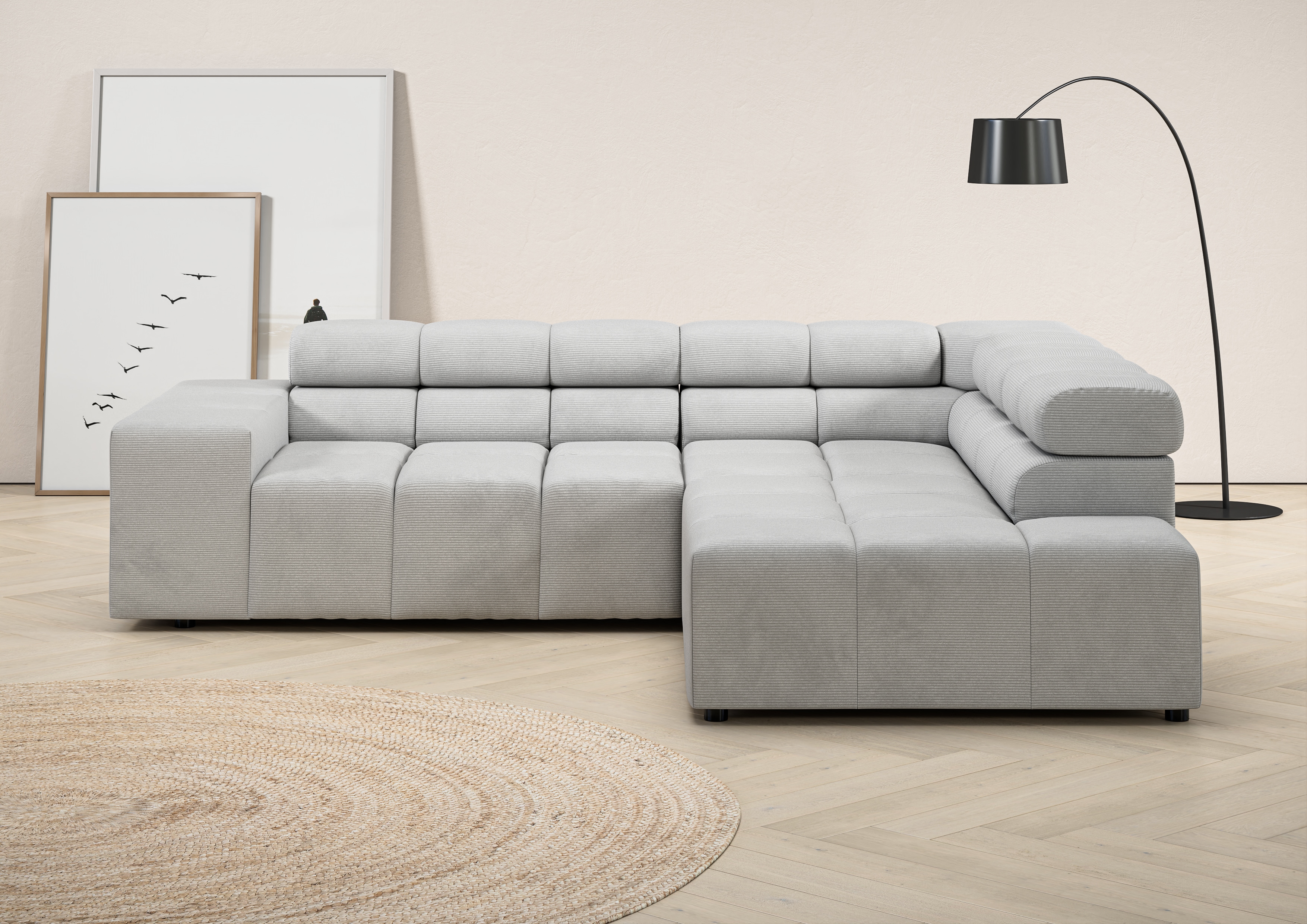 Home affaire Ecksofa "Ancona, Ecksofa, incl. Kopfteilverstellung, Breite 249 cm, L-Form" wahlweise motorische Sitztiefenverstellung, B/T(H: 249/215/70 cm