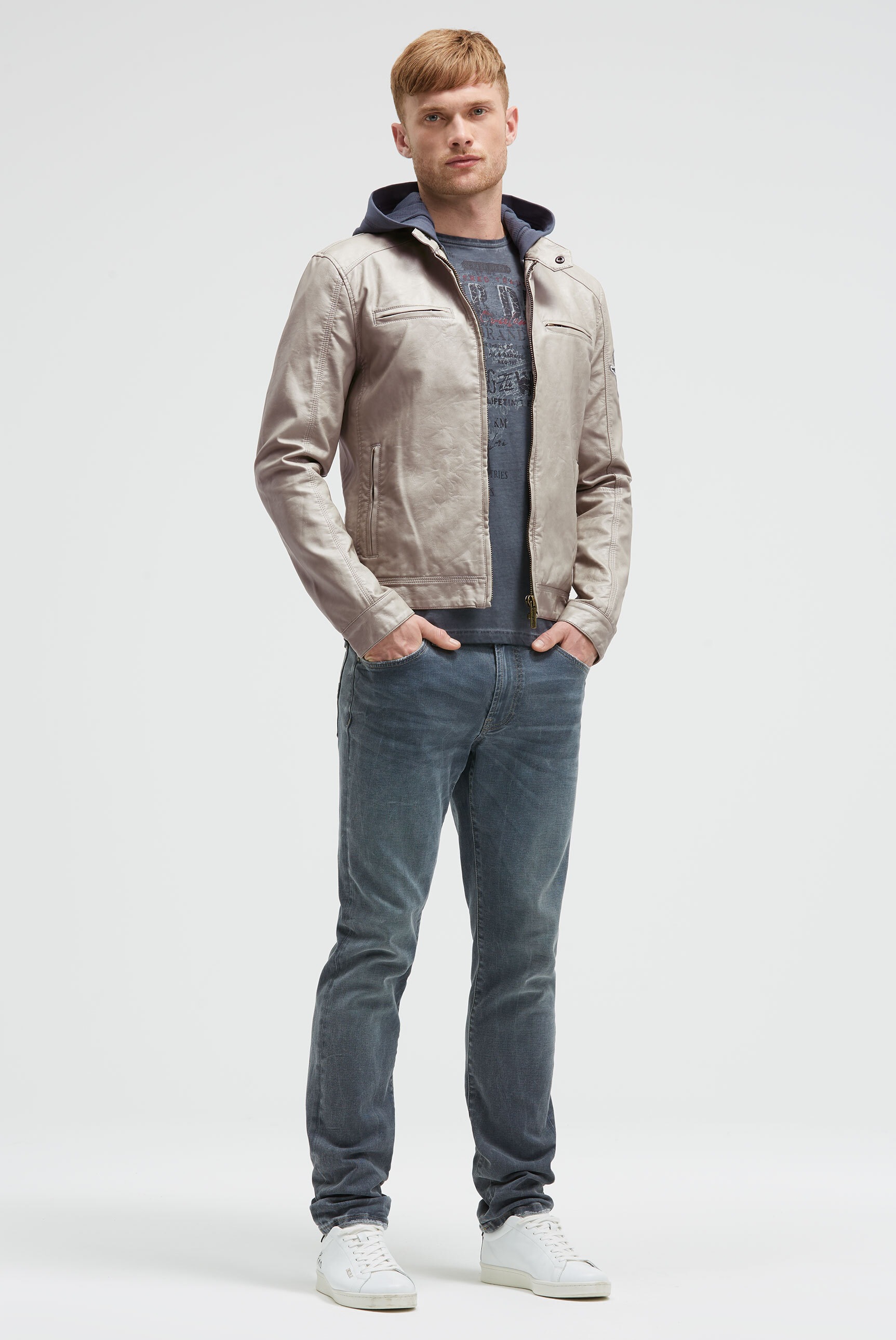 Thumbnail - CAMP DAVID Lederimitatjacke mit Kapuze mit abtrennbarer Kapuze