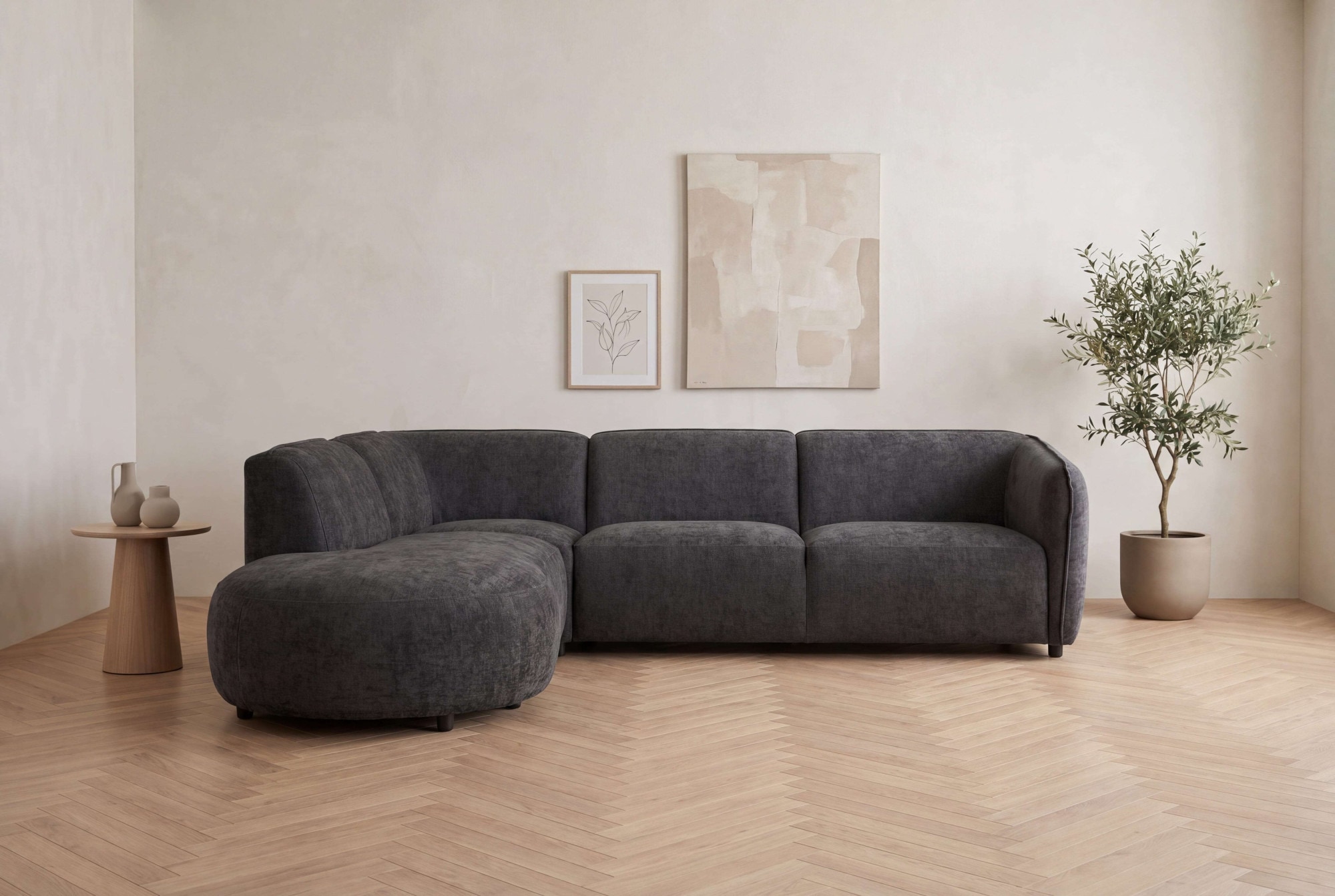 OTTO home Ecksofa "OSTRUP Rundsofa, L-Form, Naturtöne, Boucle oder Chenille" Breite 273 cm, organische Form mit sanften Rundungen