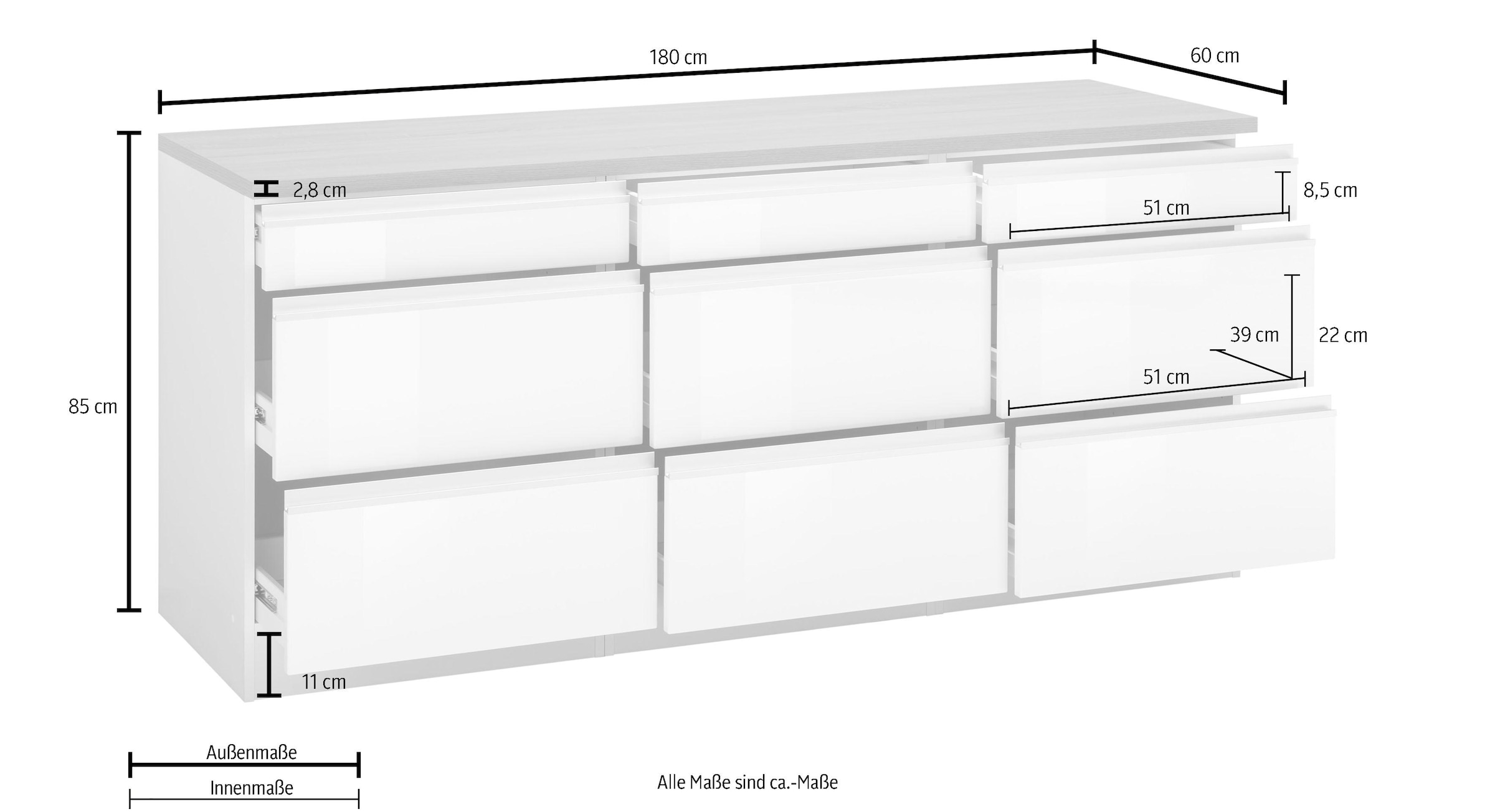 KOCHSTATION Unterschrank »KS-Ohio«, Breite 180 cm