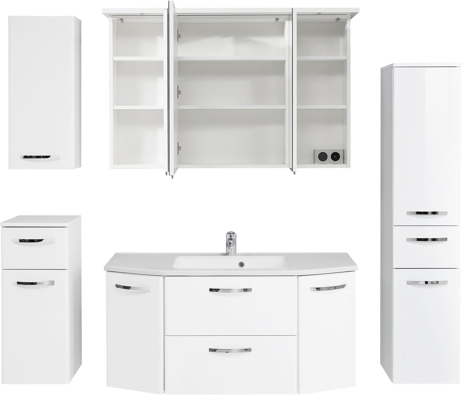 Saphir Badmöbel-Set »Quickset 326, 6-teilig, mit Mineralmarmorwaschtisch« 6 Stk. tlg.