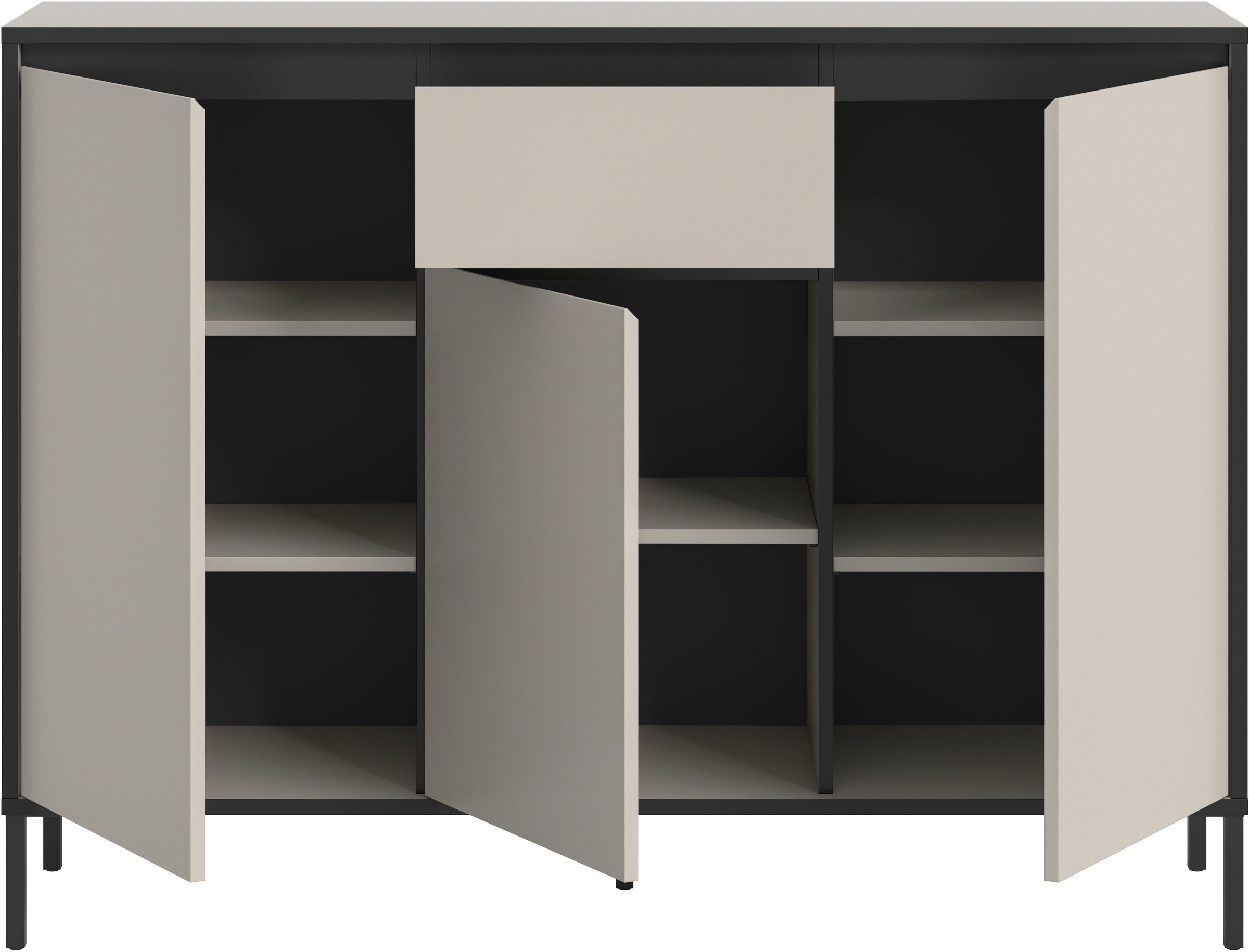 INOSIGN Sideboard »NORT, Höhe: 101cm, mit Metall Stabfuß, 3 Türen, 1 Schubkasten«, Anrichte, Kommode, Schrank, Board, Higboard