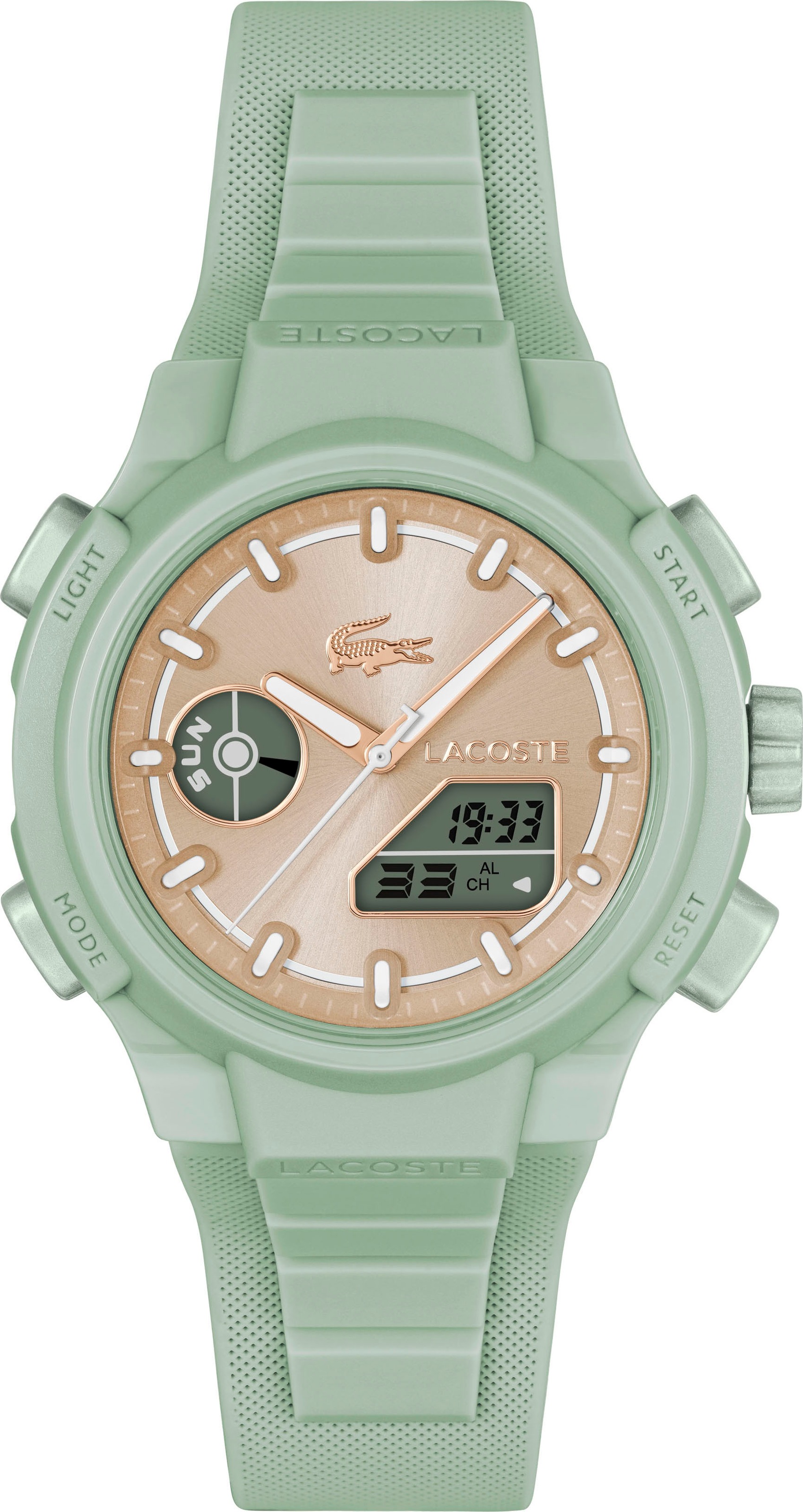 LACOSTE Damen Digitaluhr "LC33", grün, Armbanduhren, Armbanduhr, Damen, Herren, Silikonarmband,analog,digital,Stoppfunktion