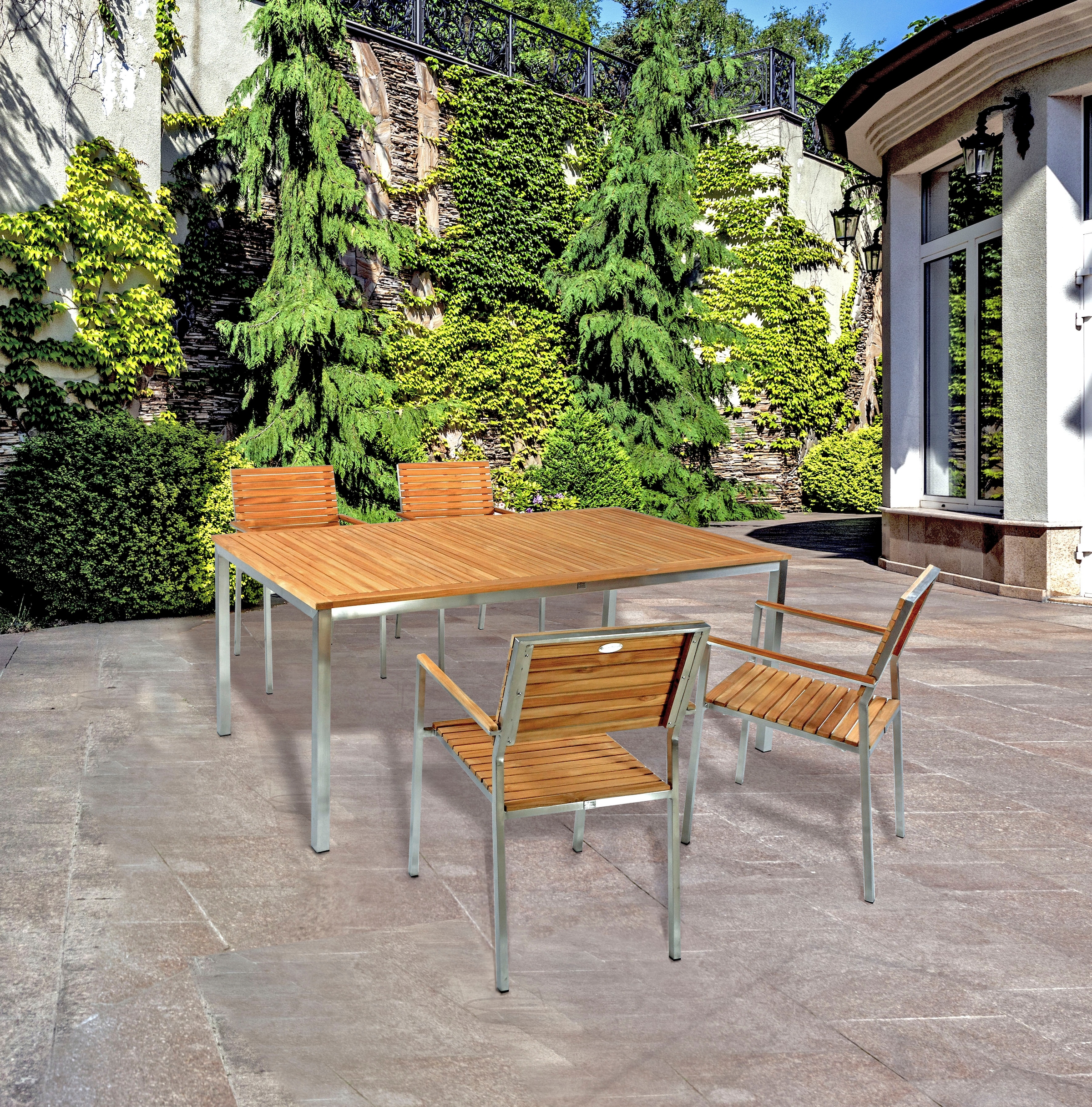 Garden Pleasure Garten-Essgruppe "DENVER" 5 Stk. tlg. stapelbar günstig online kaufen