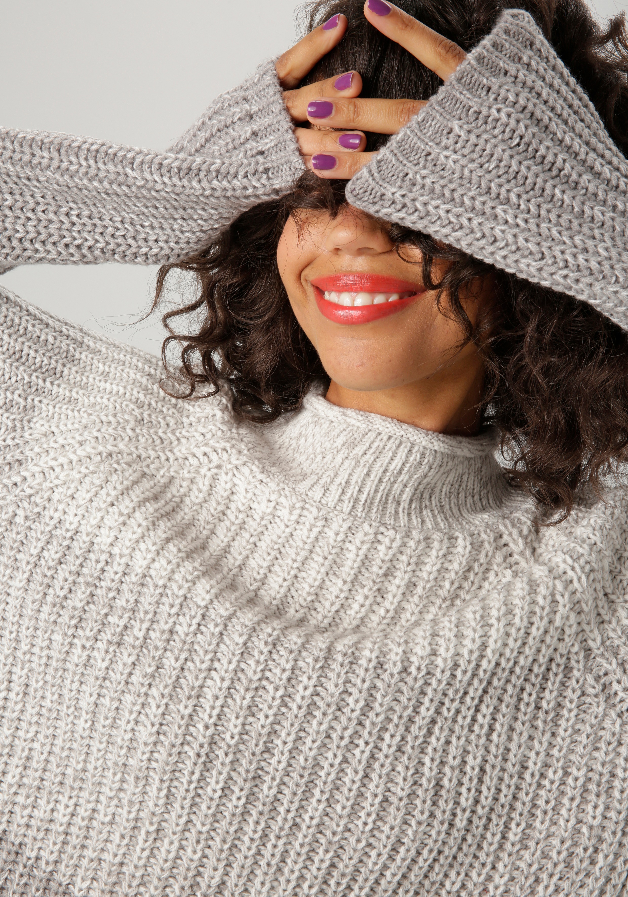 Thumbnail - Aniston CASUAL Strickpullover im melangefarbenen Color-Blocking - NEUE KOLLEKTION