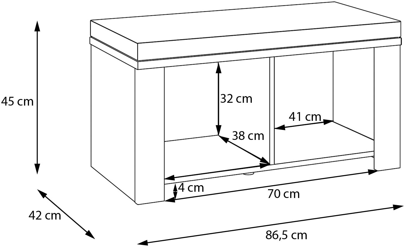 FORTE Polsterbank »Bohol, Garderobenbank mit Sitzpolster, Stauraum« B/H/T 86,5/45/42cm