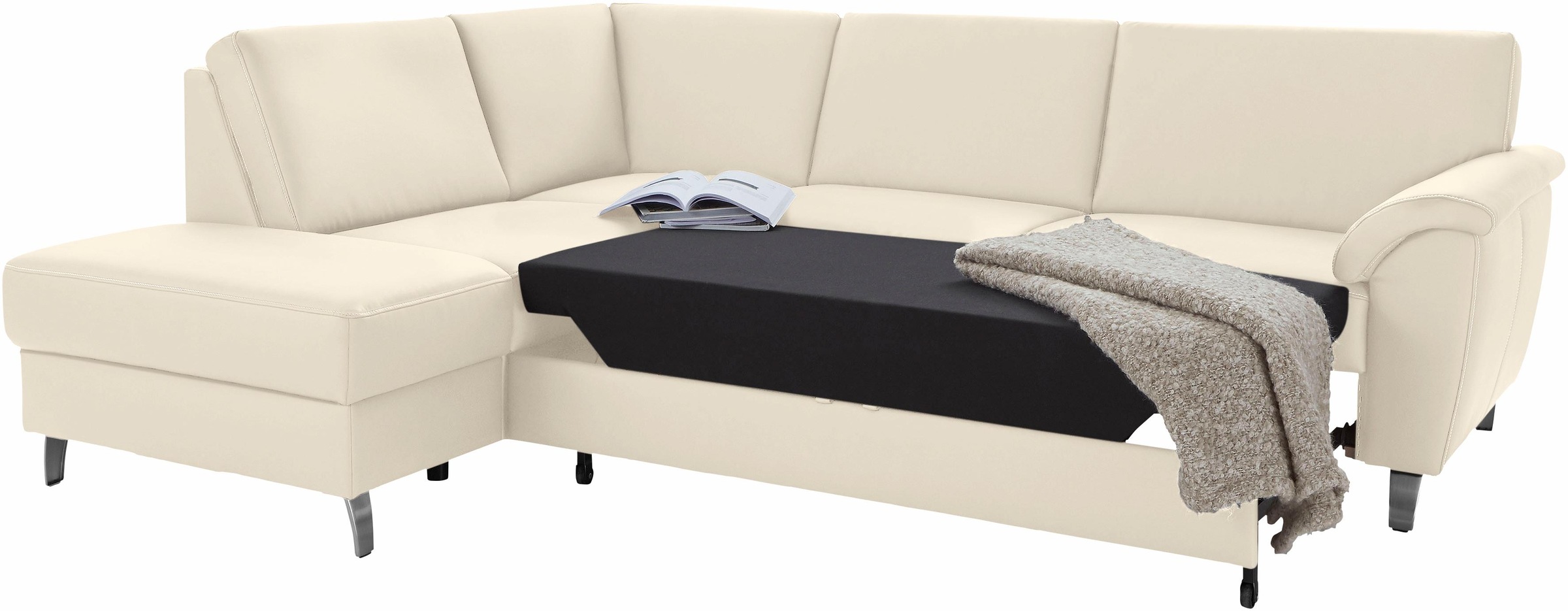 sit&more Ecksofa »Texel L-Form«, mit Federkern, wahlweise mit Bettfunktion und Bettkasten