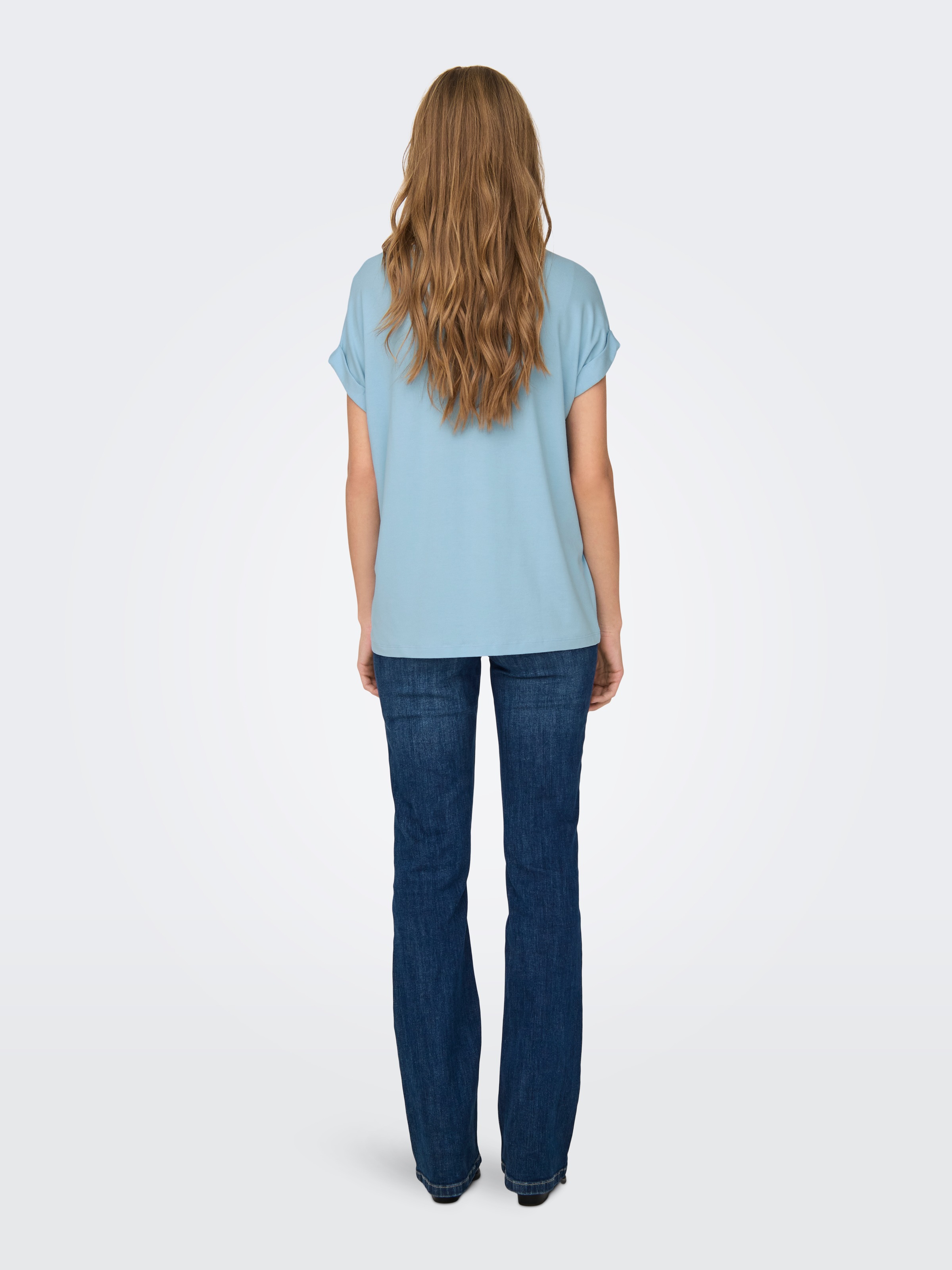 ONLY T-Shirt »ONLMOSTER – Kurzarmshirt mit Aufschlag und klassischem Look«, unifarben, casual, regular fit, Viskosemischung, Rundhals